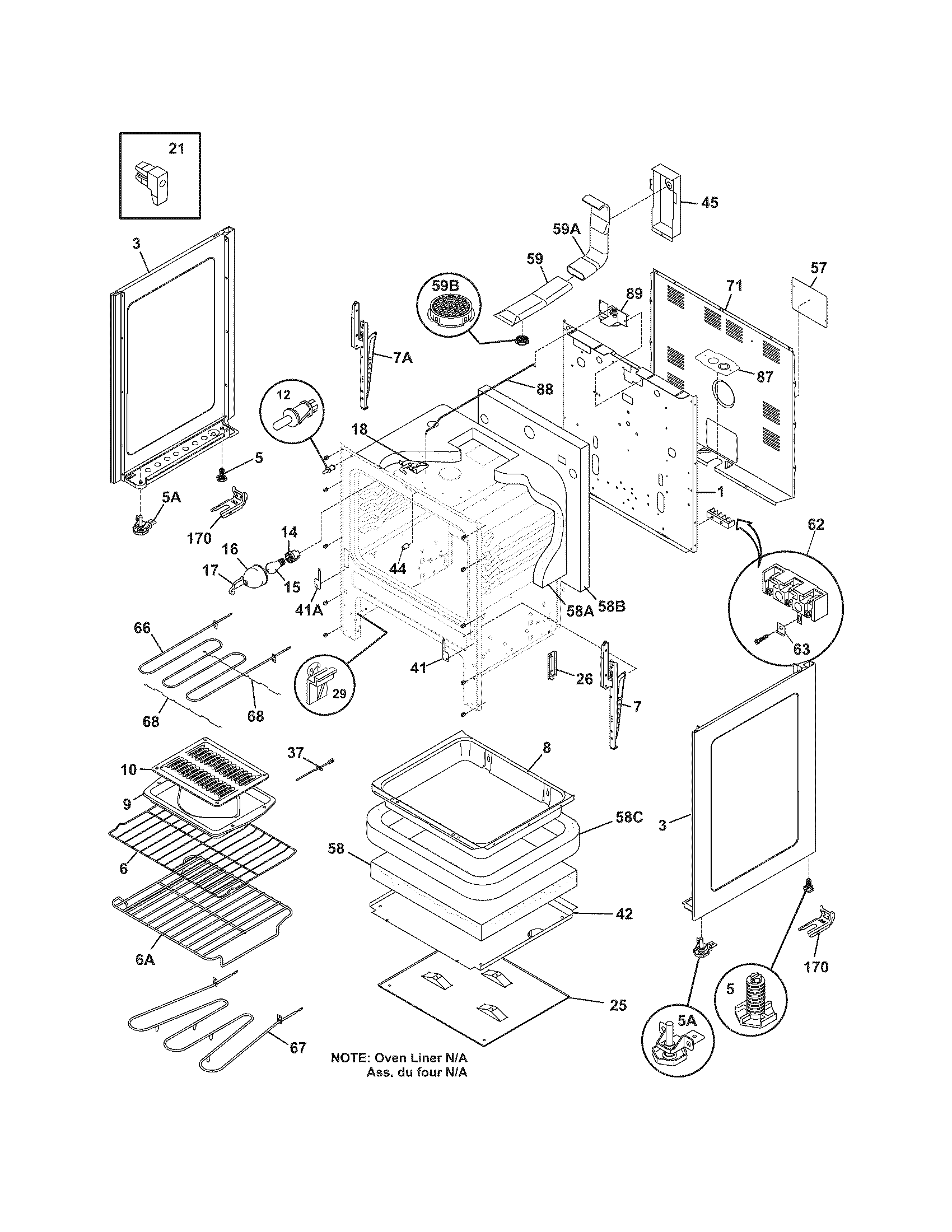 Frigidaire FEF366XESB body diagram