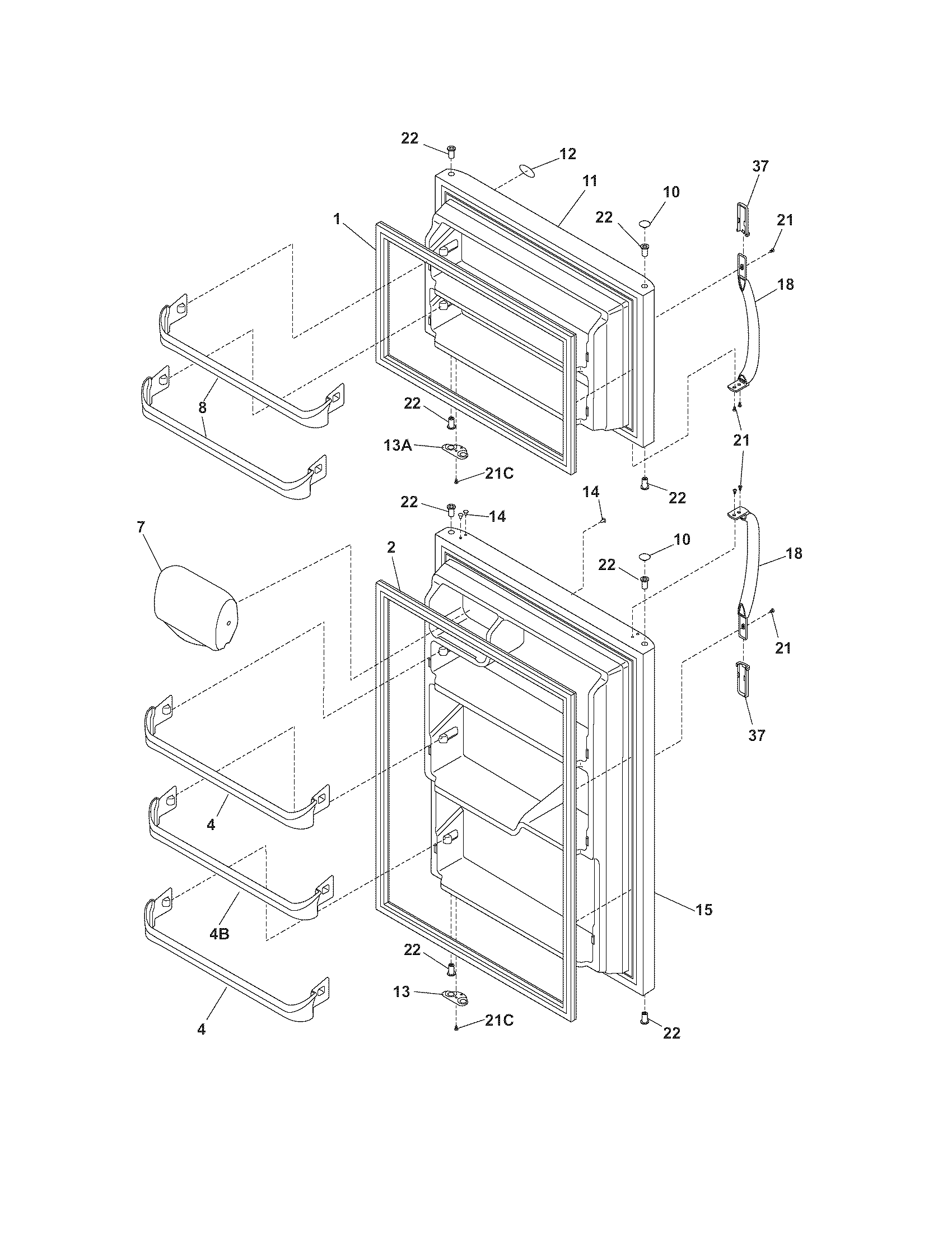 Frigidaire FRT8IB5EQ4 door diagram