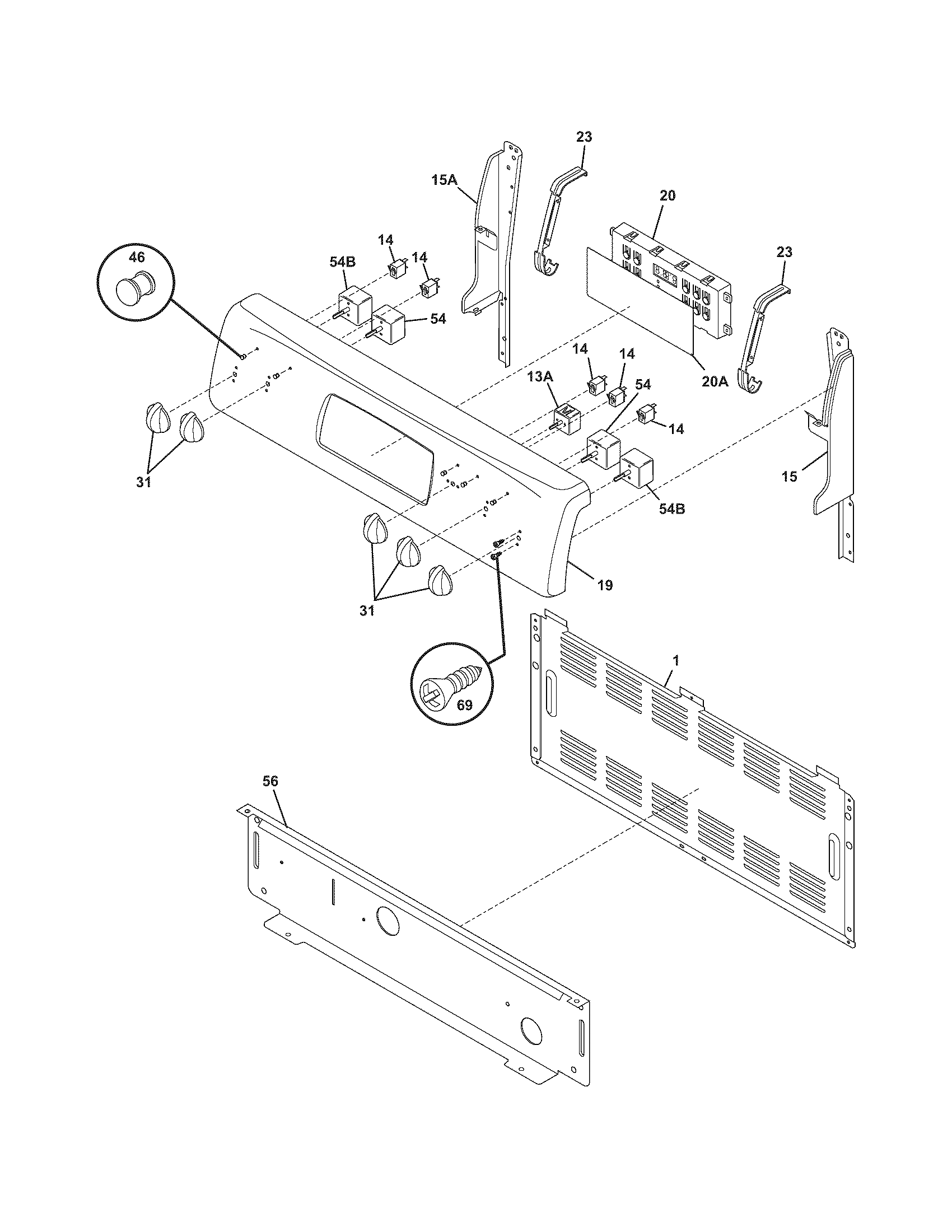 Frigidaire FEF387XECB backguard diagram