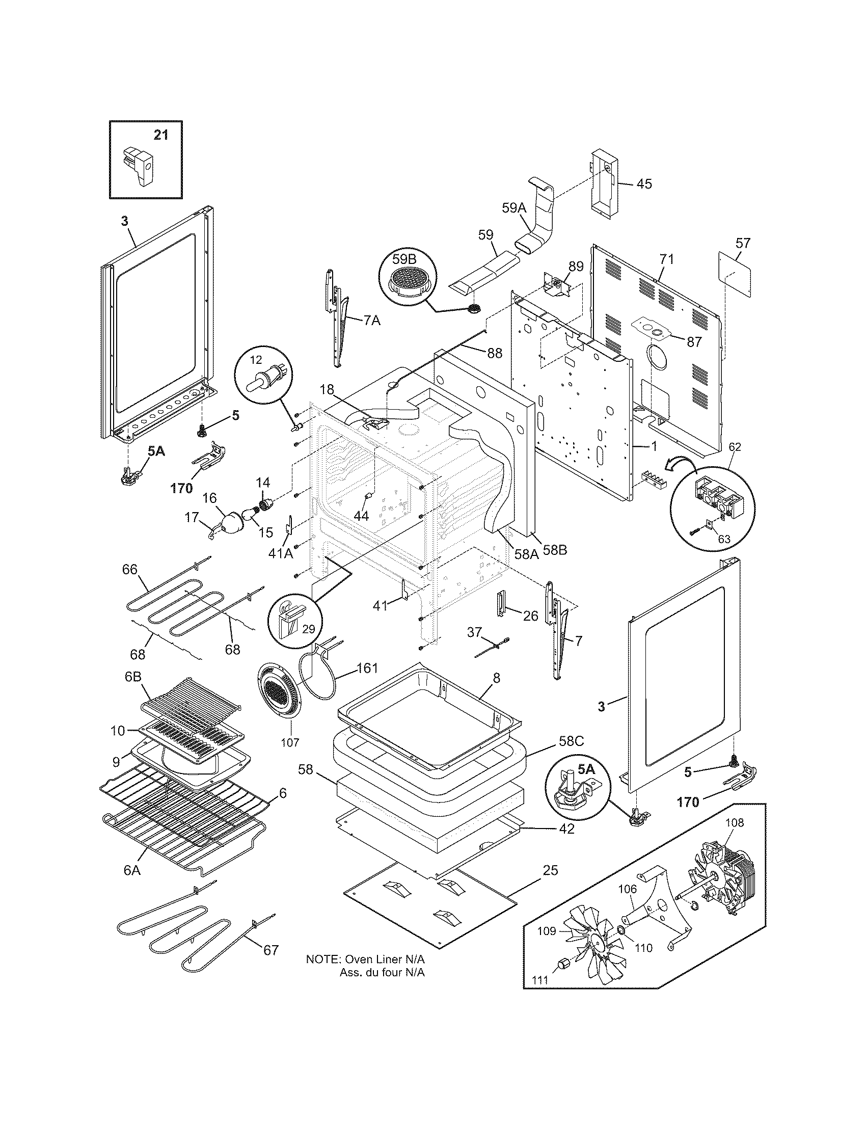 Frigidaire FEF387XECB body diagram