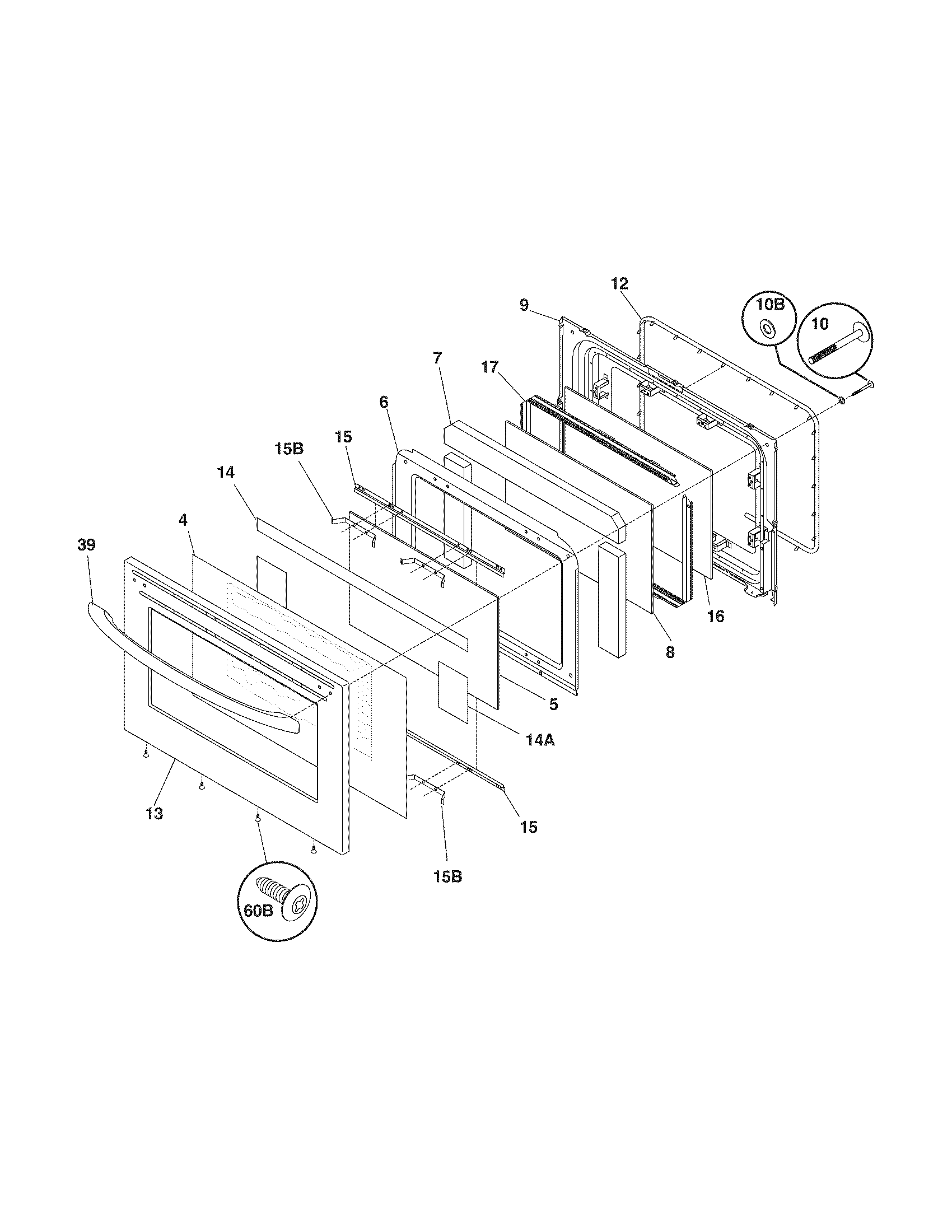 Frigidaire FEF387XECB door diagram