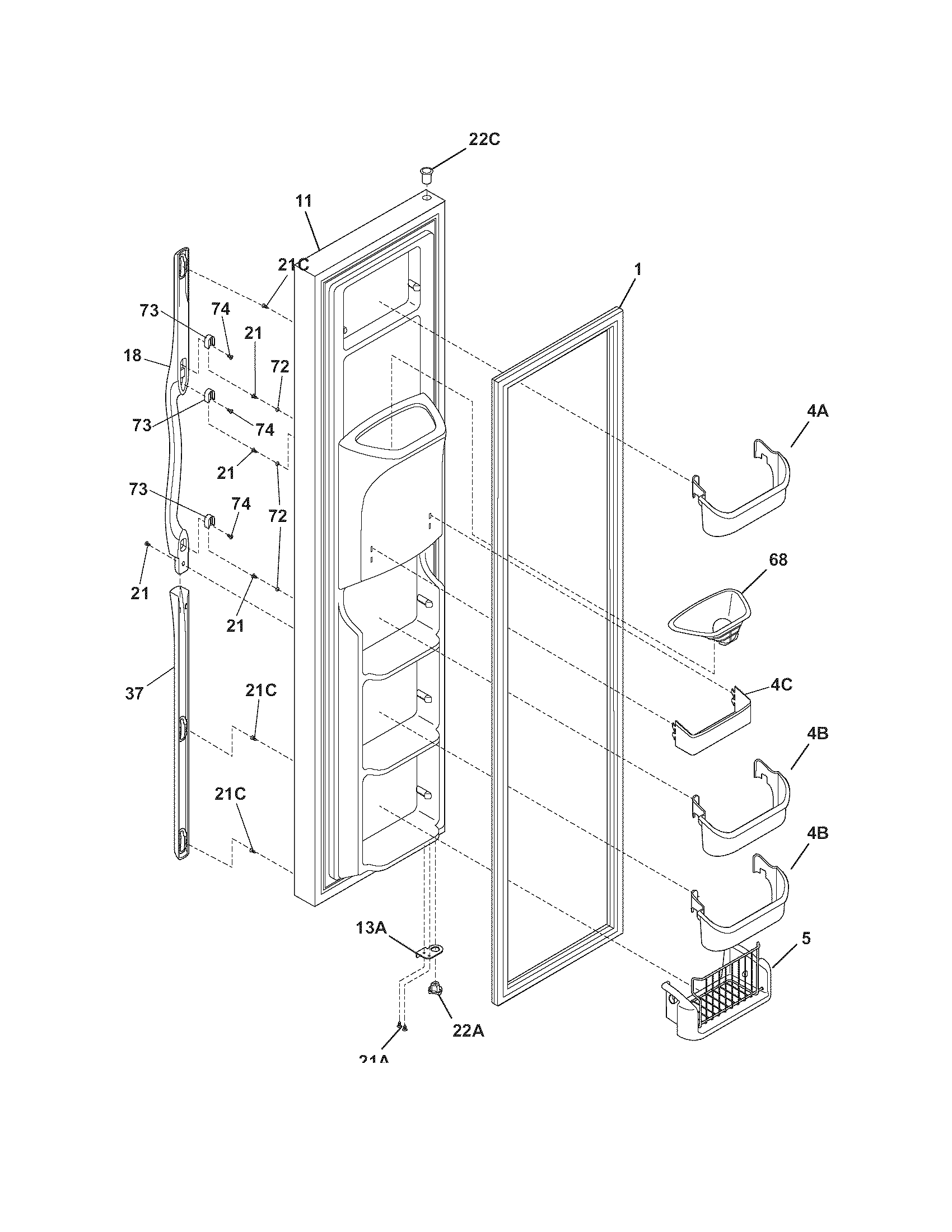 Frigidaire GLHS38EESB3 freezer door diagram