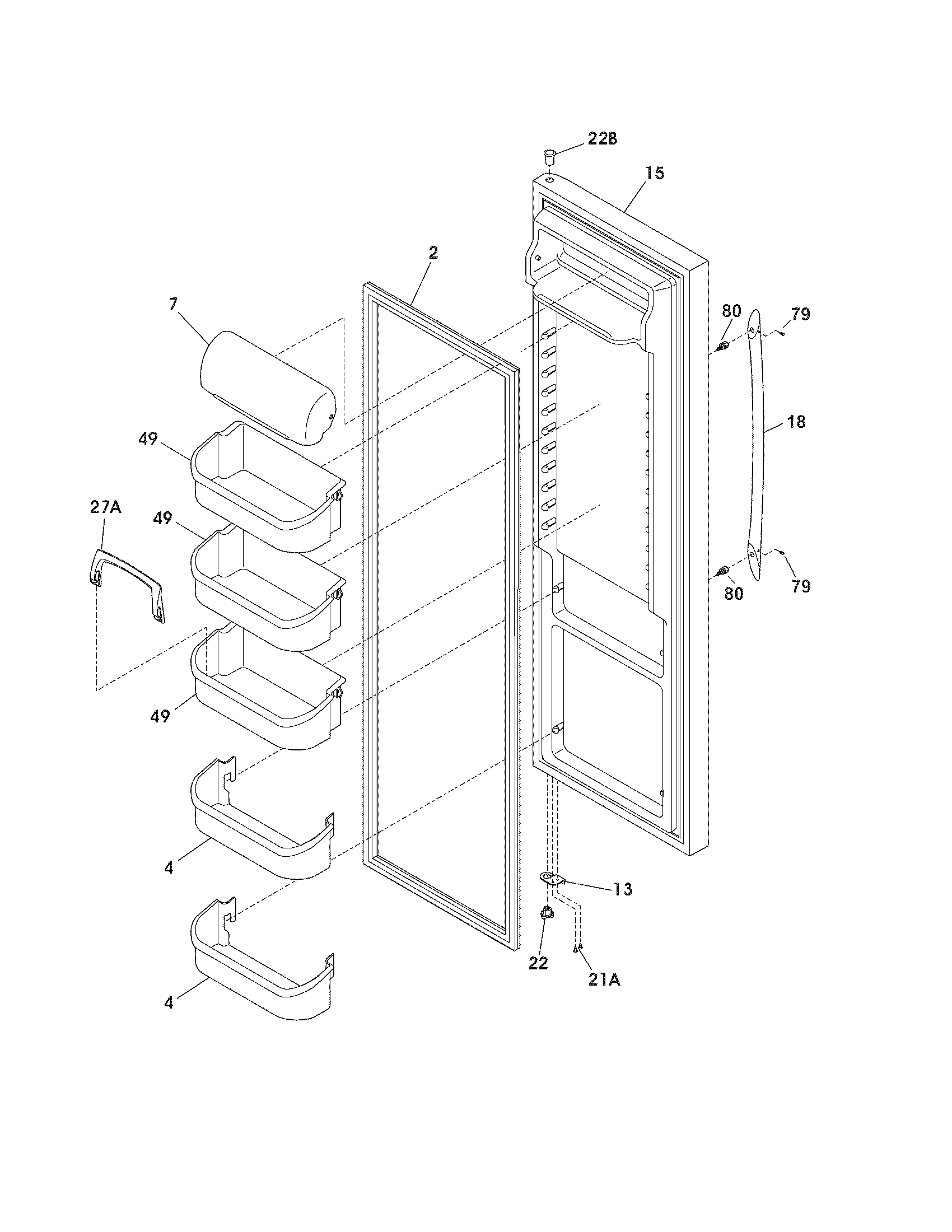 Frigidaire FRS6B7EESB5 refrigerator door diagram