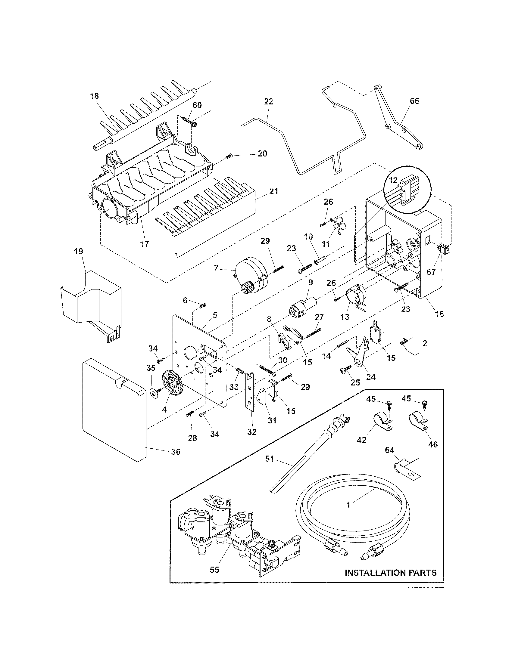 Kenmore 25354663407 ice maker diagram
