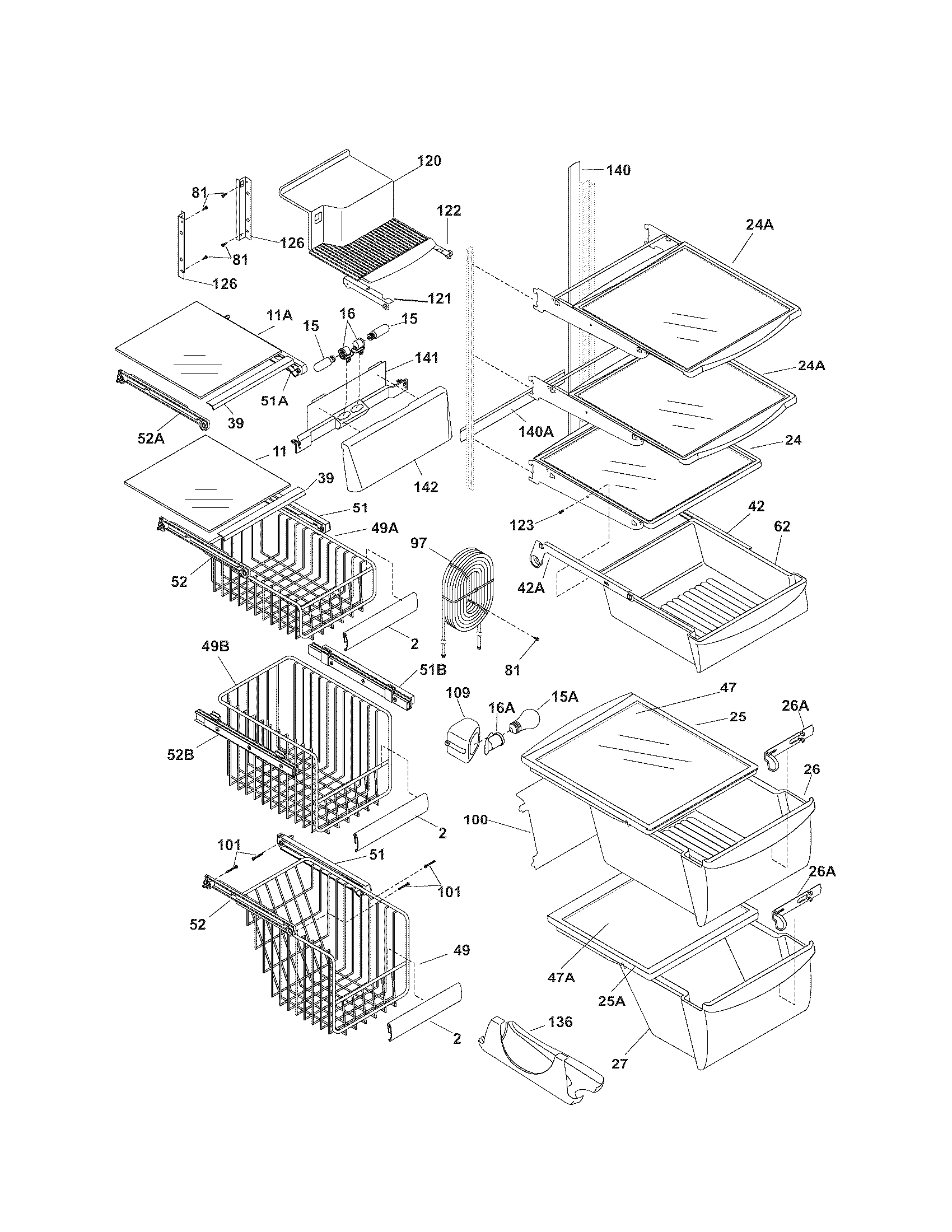 Kenmore 2535629440N shelves diagram