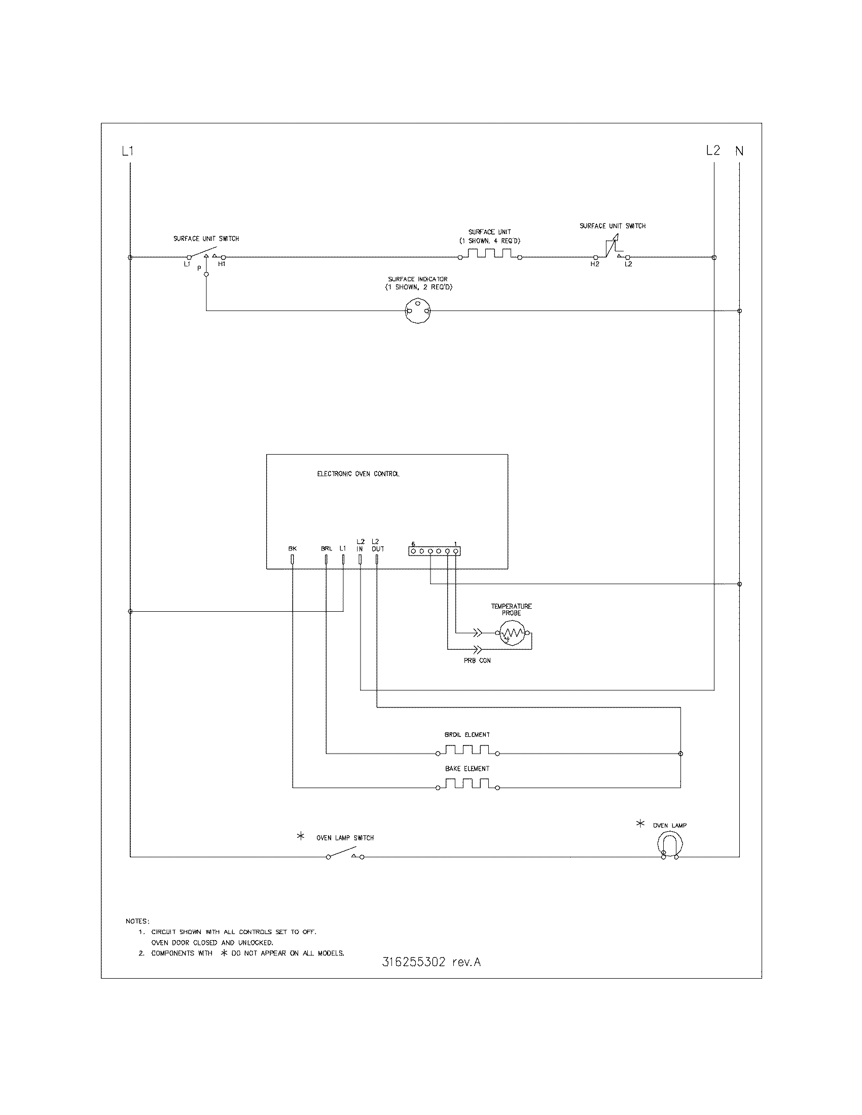 Frigidaire FEF326ABL wiring schematic diagram