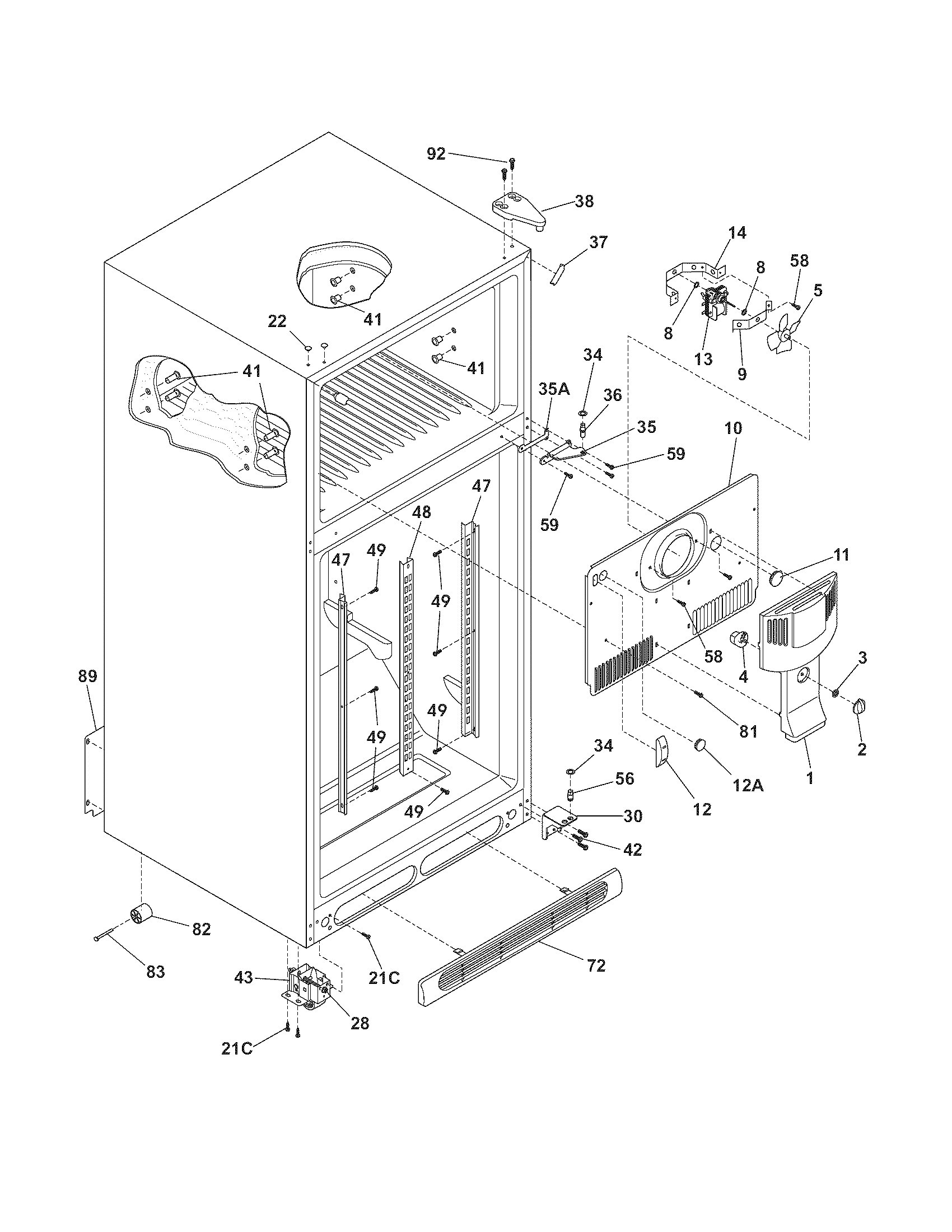 White-Westinghouse WRT18MP5AWK cabinet diagram