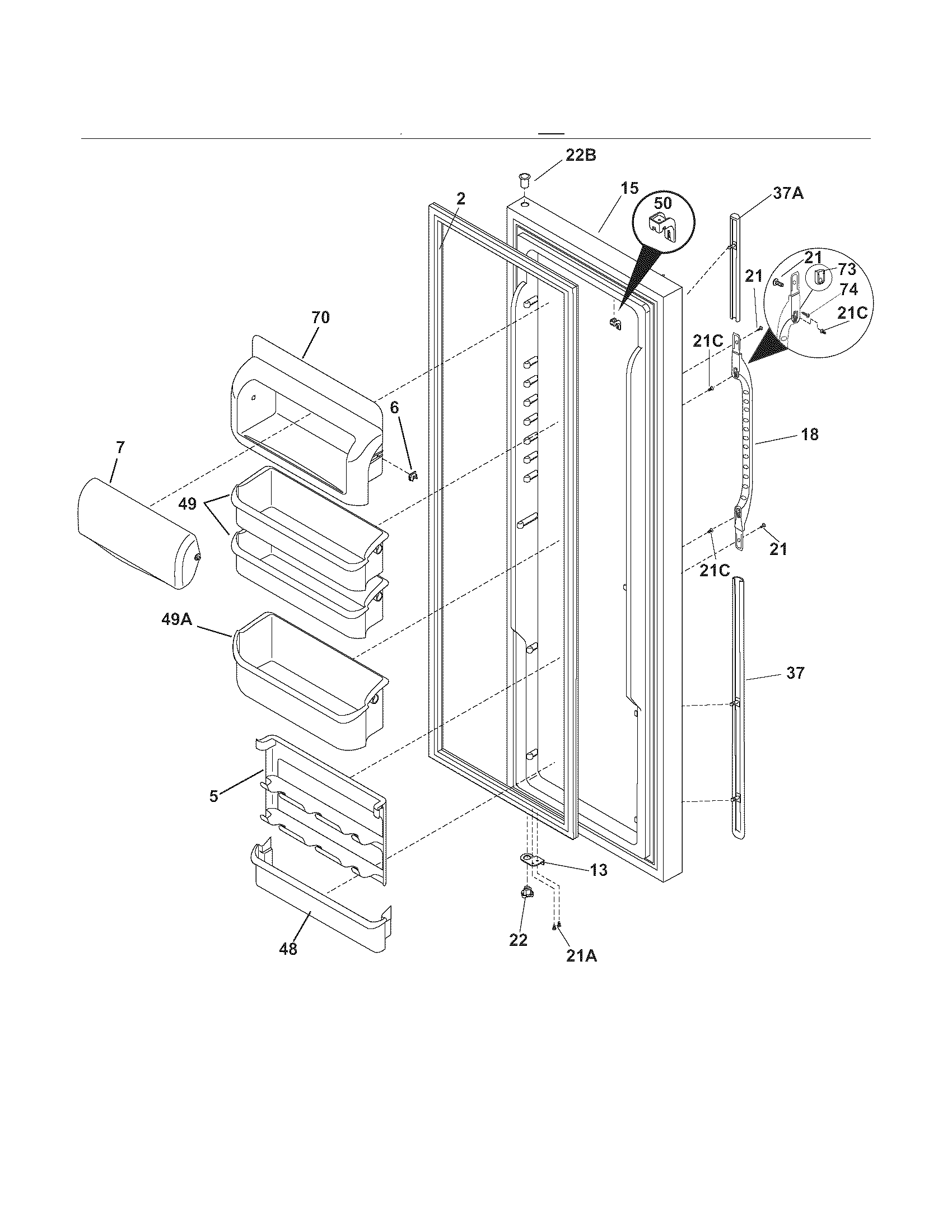 Kenmore 25344354409 refrigerator door diagram