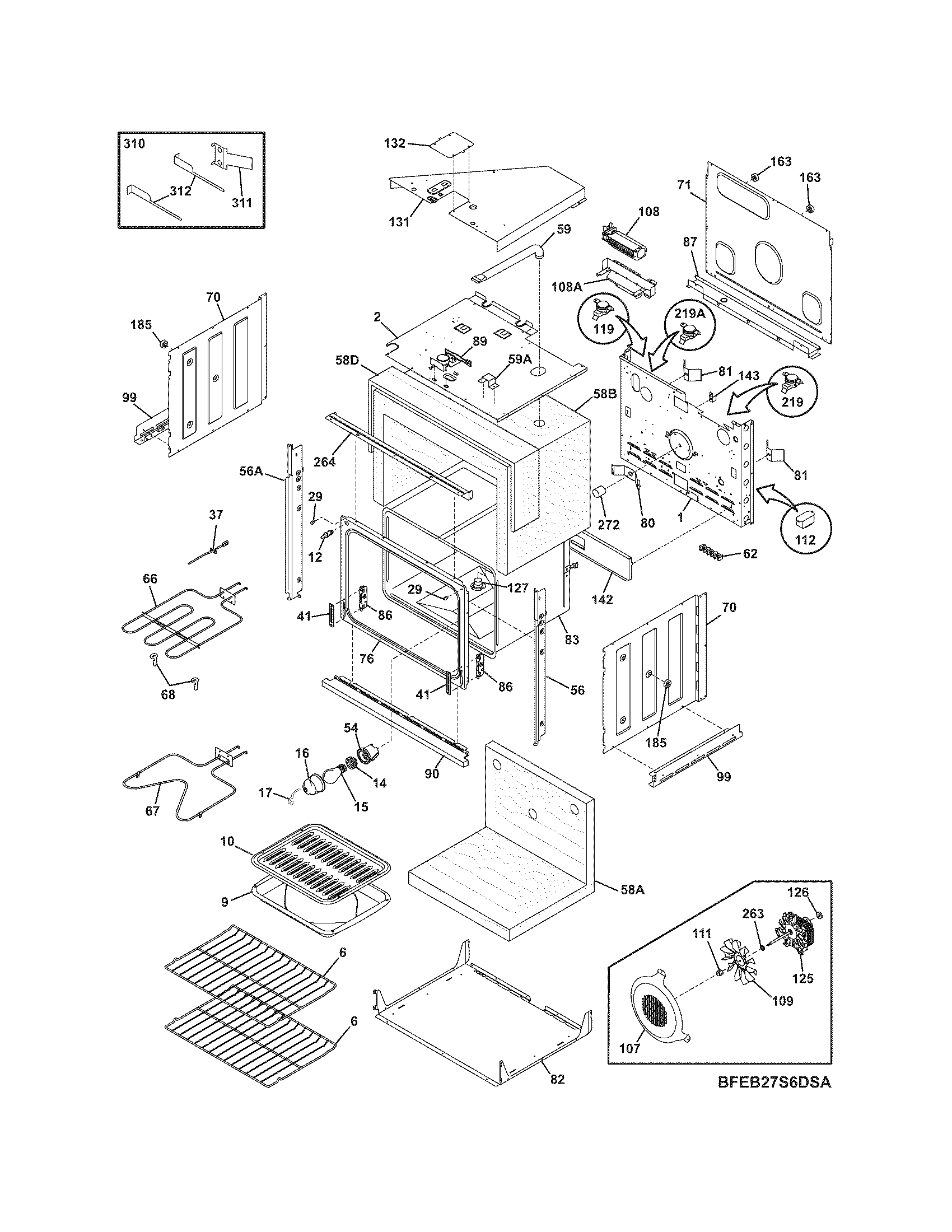 Frigidaire FEB27S6DCB body diagram