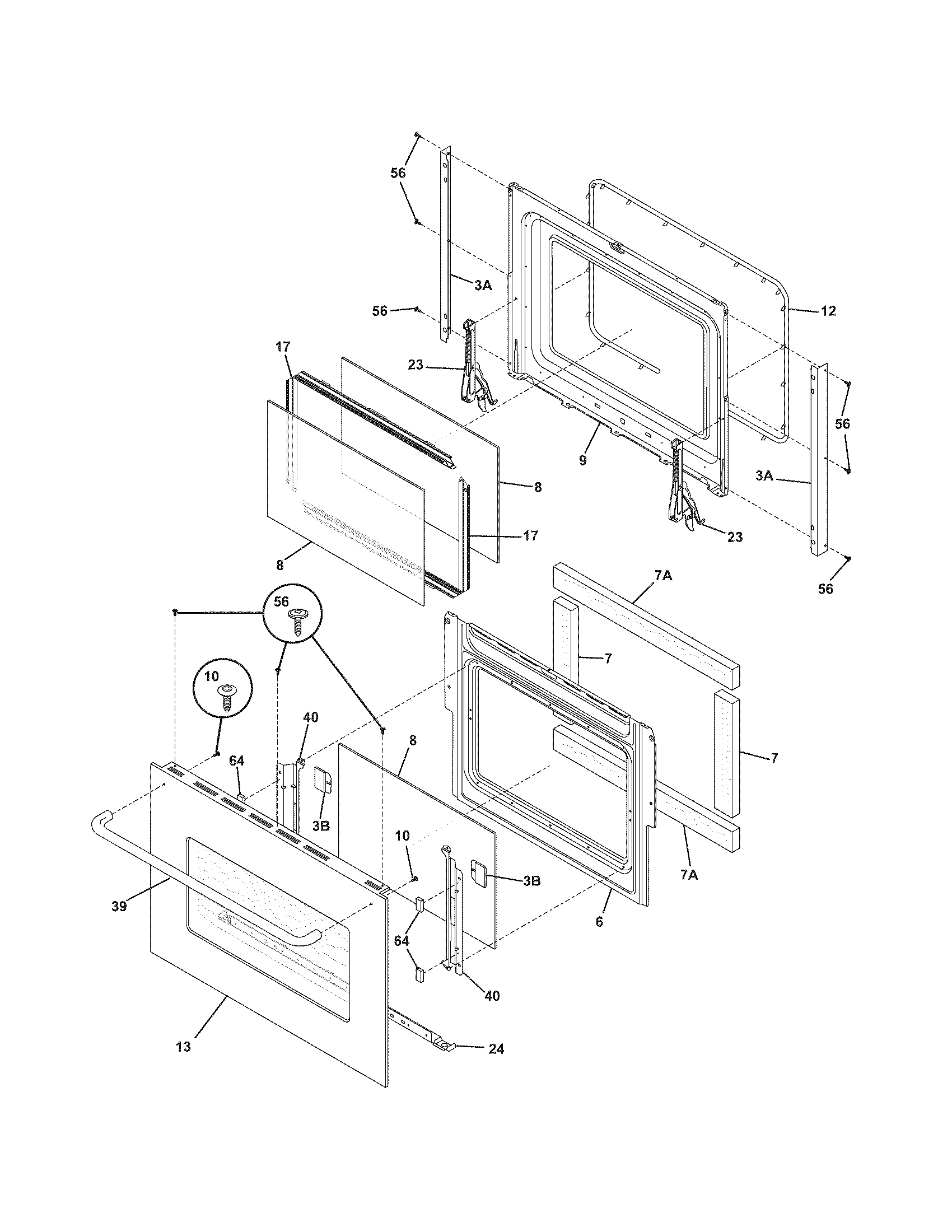 Frigidaire FEB27S7DCB door diagram