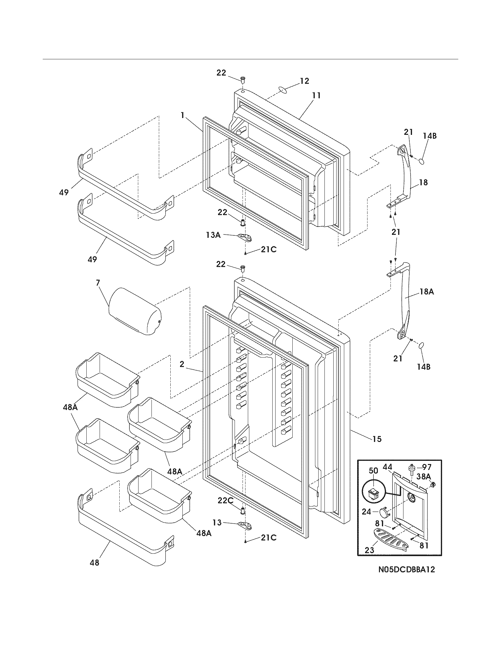 Frigidaire GLRT188WDS8 door diagram