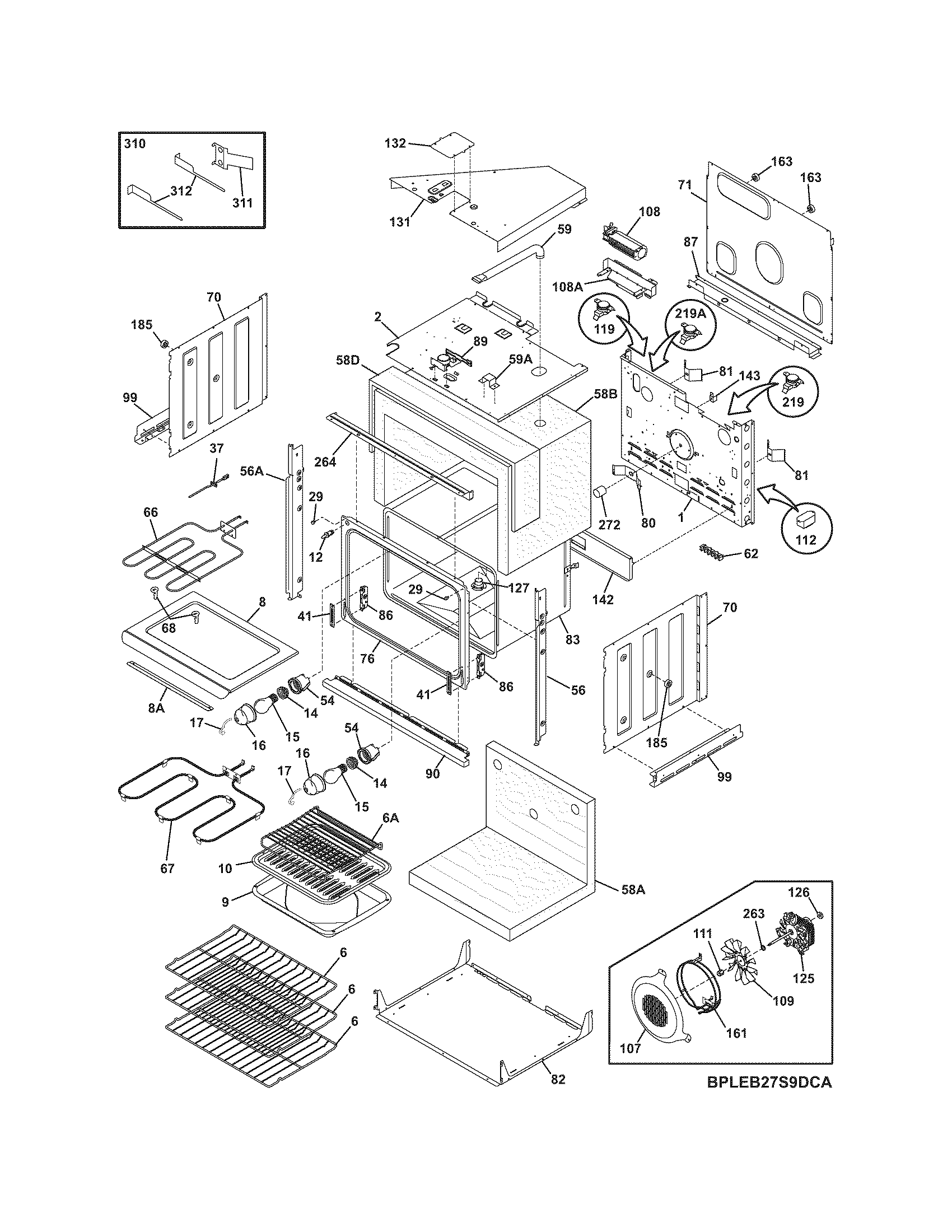 Frigidaire GLEB27S9DSB body diagram