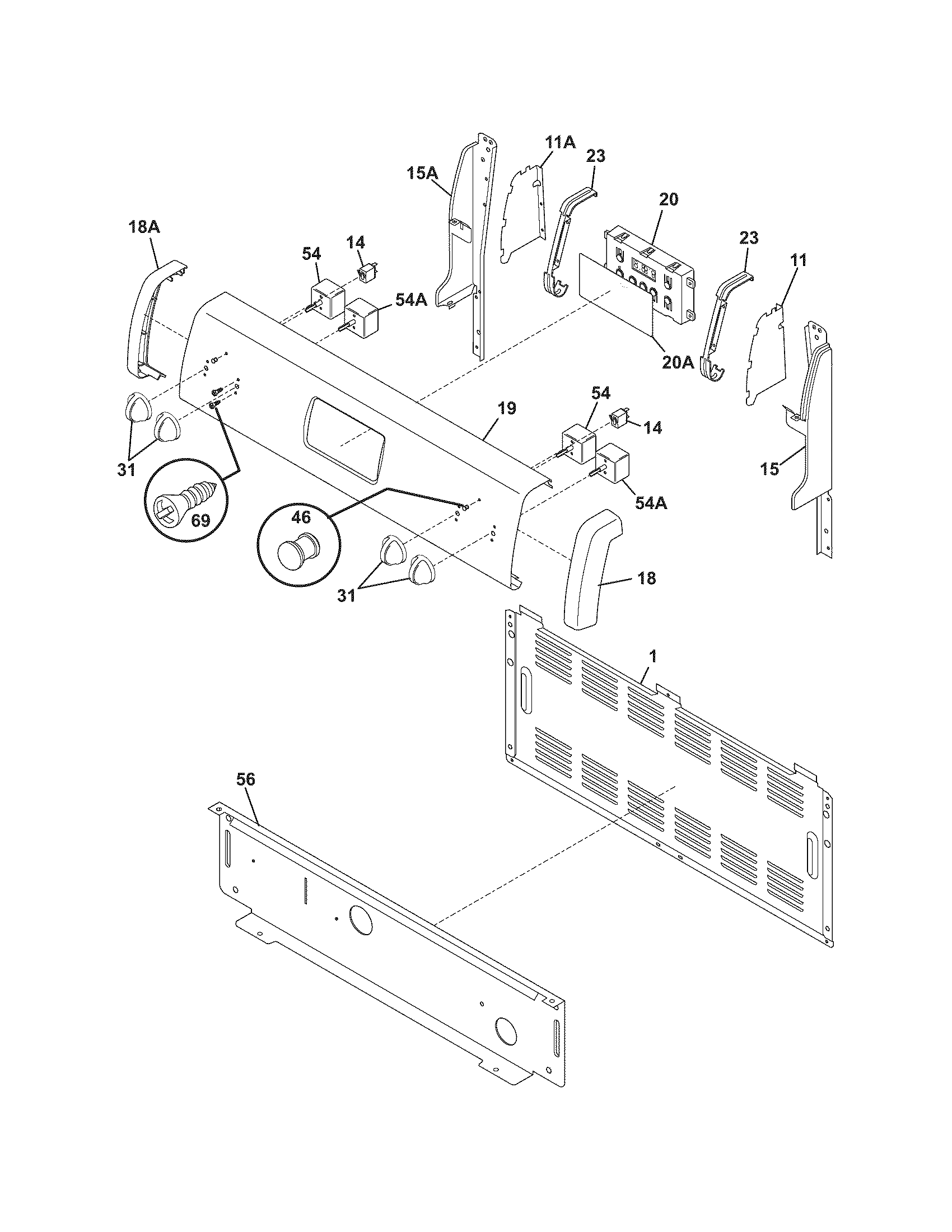 White-Westinghouse WEF350ESA backguard diagram