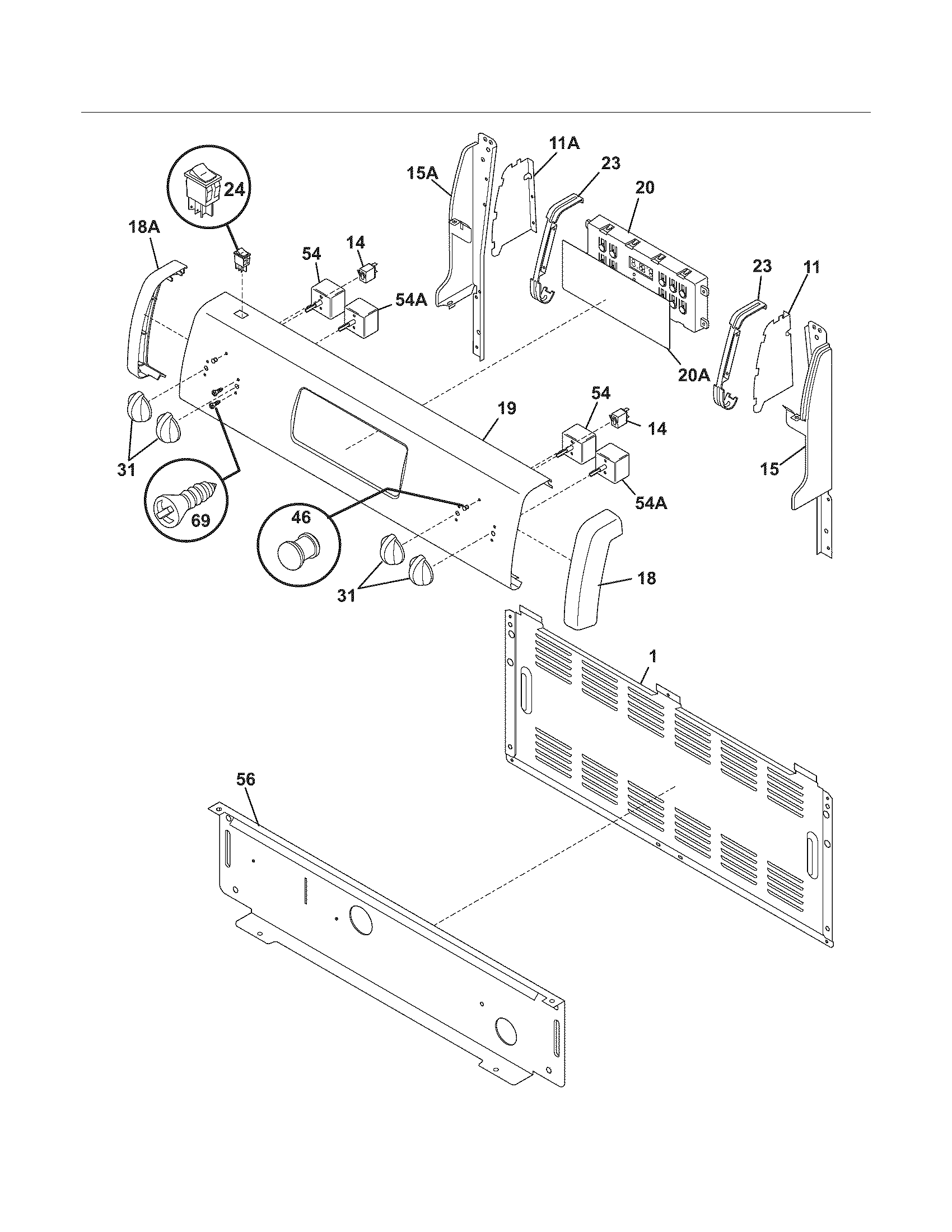 White-Westinghouse WEF351ESA backguard diagram