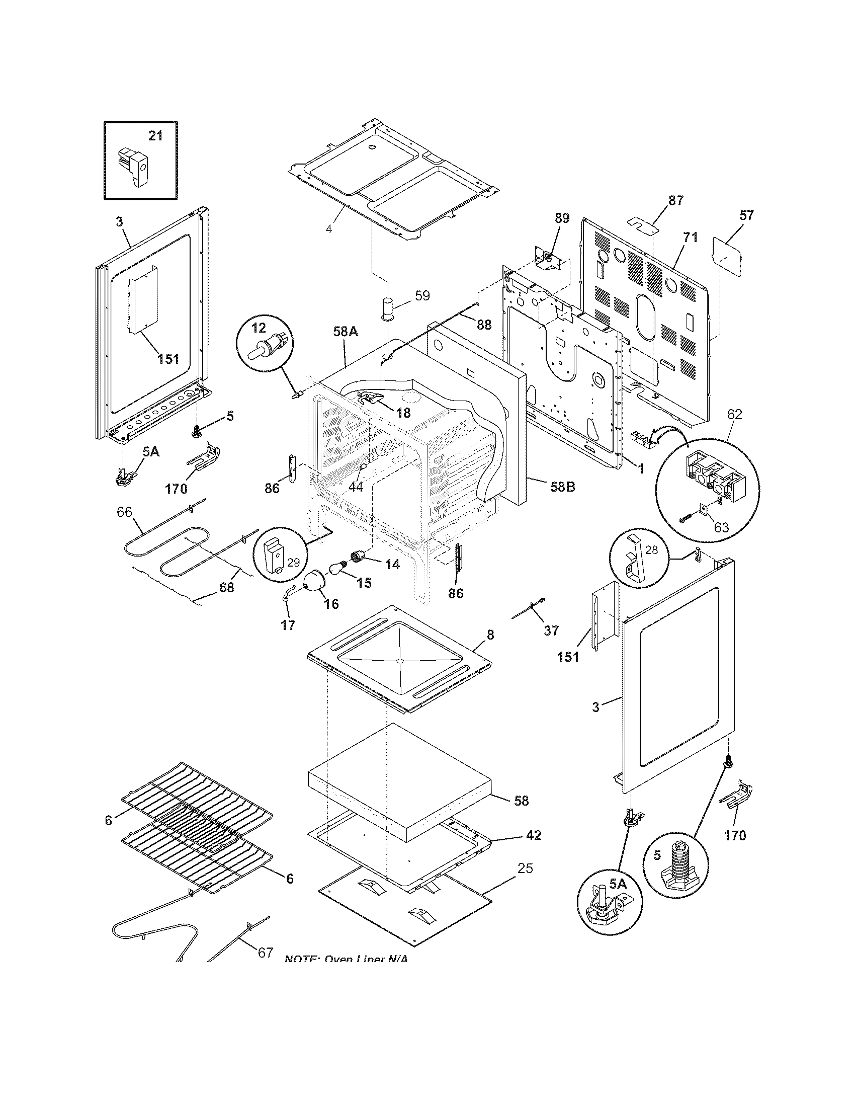 White-Westinghouse WEF351ESA body diagram