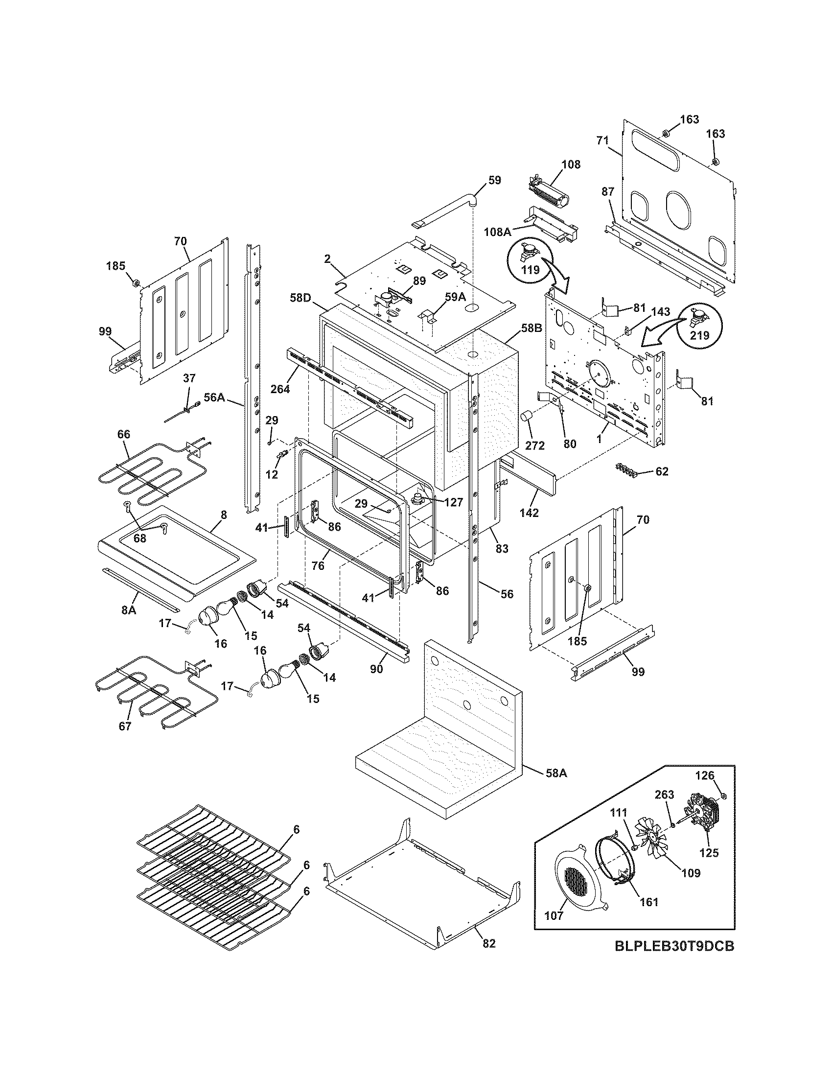 Frigidaire CPEB30T9DC2 lower oven diagram