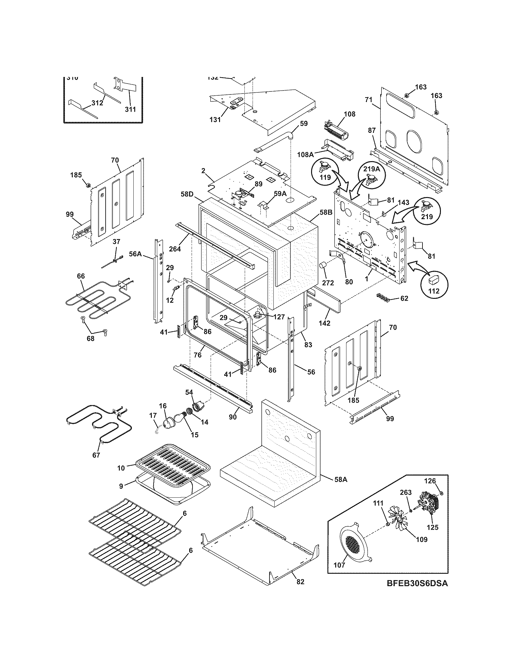 Frigidaire FEB30S6DBB body diagram
