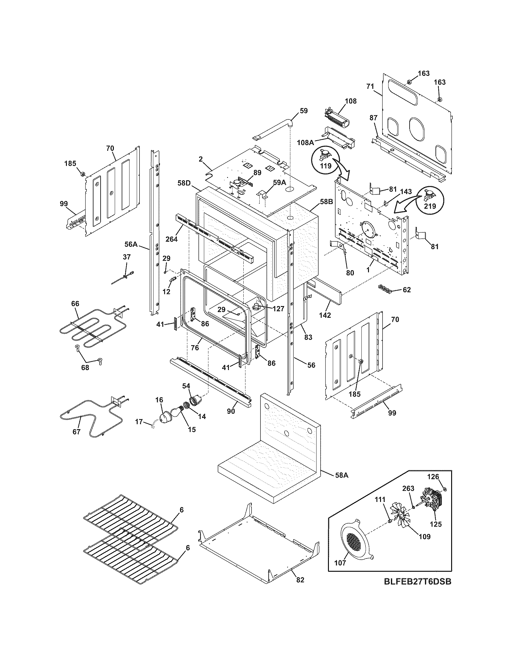 Frigidaire FEB27T6DSB lower oven diagram