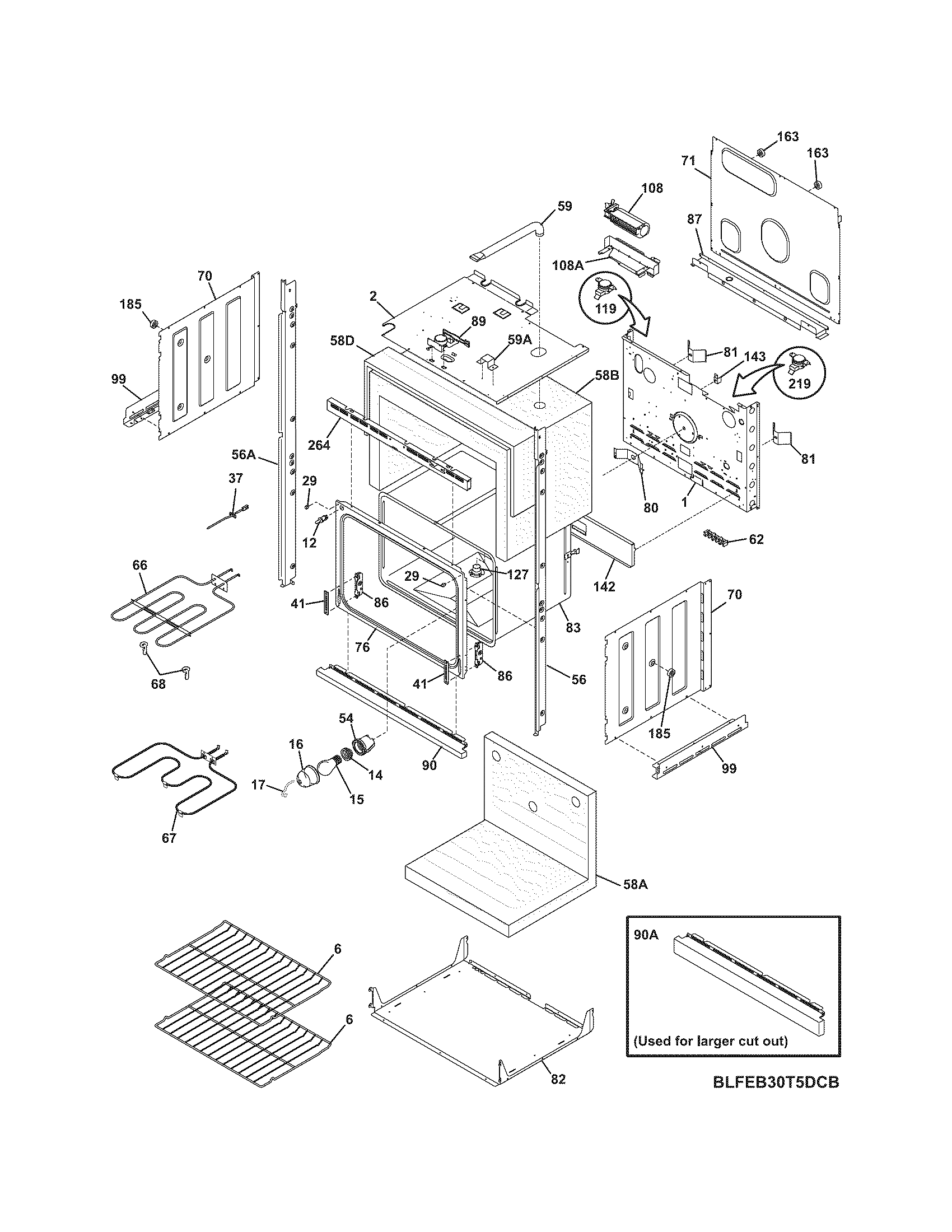 Frigidaire FEB30T5DBB lower oven diagram