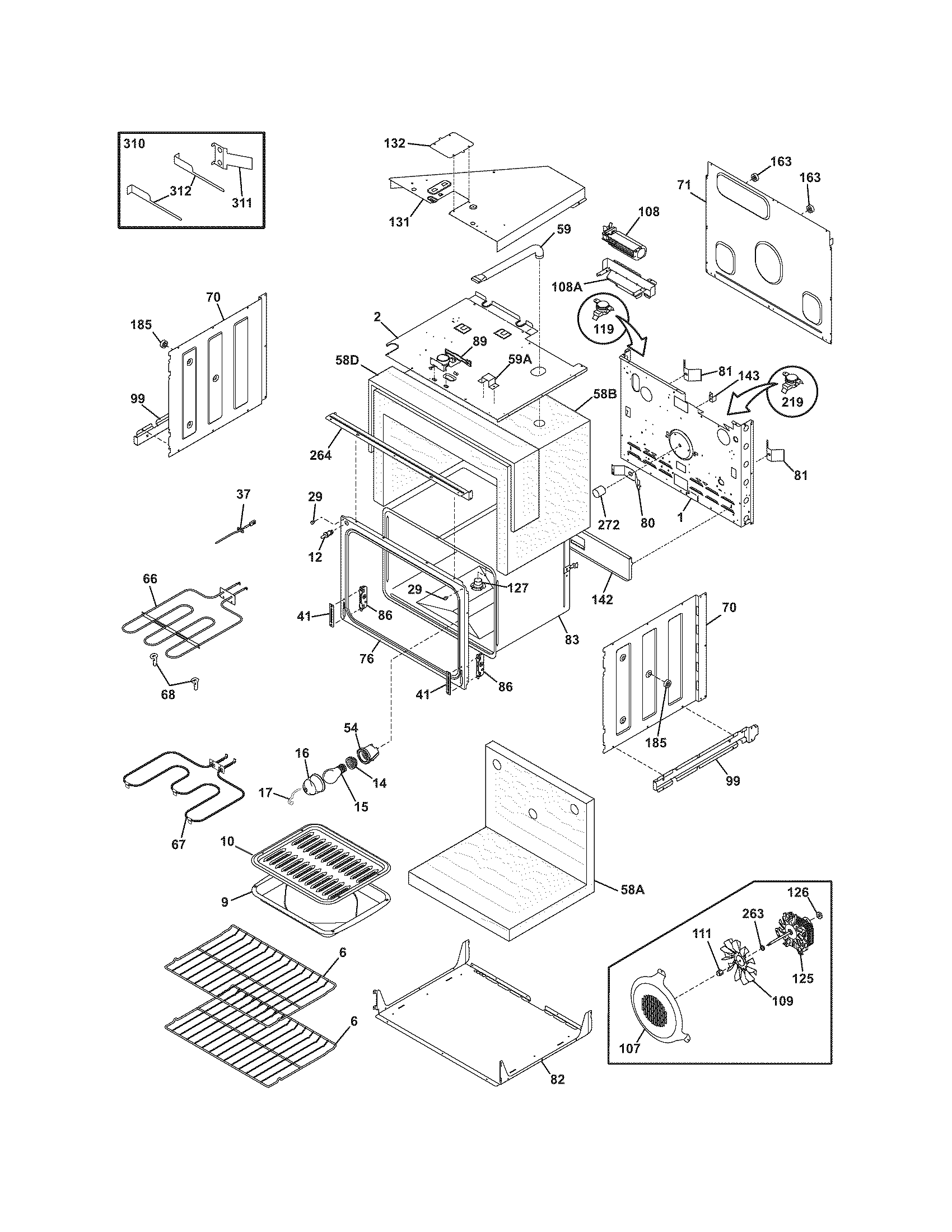 Frigidaire FEB30T6DQB upper oven diagram