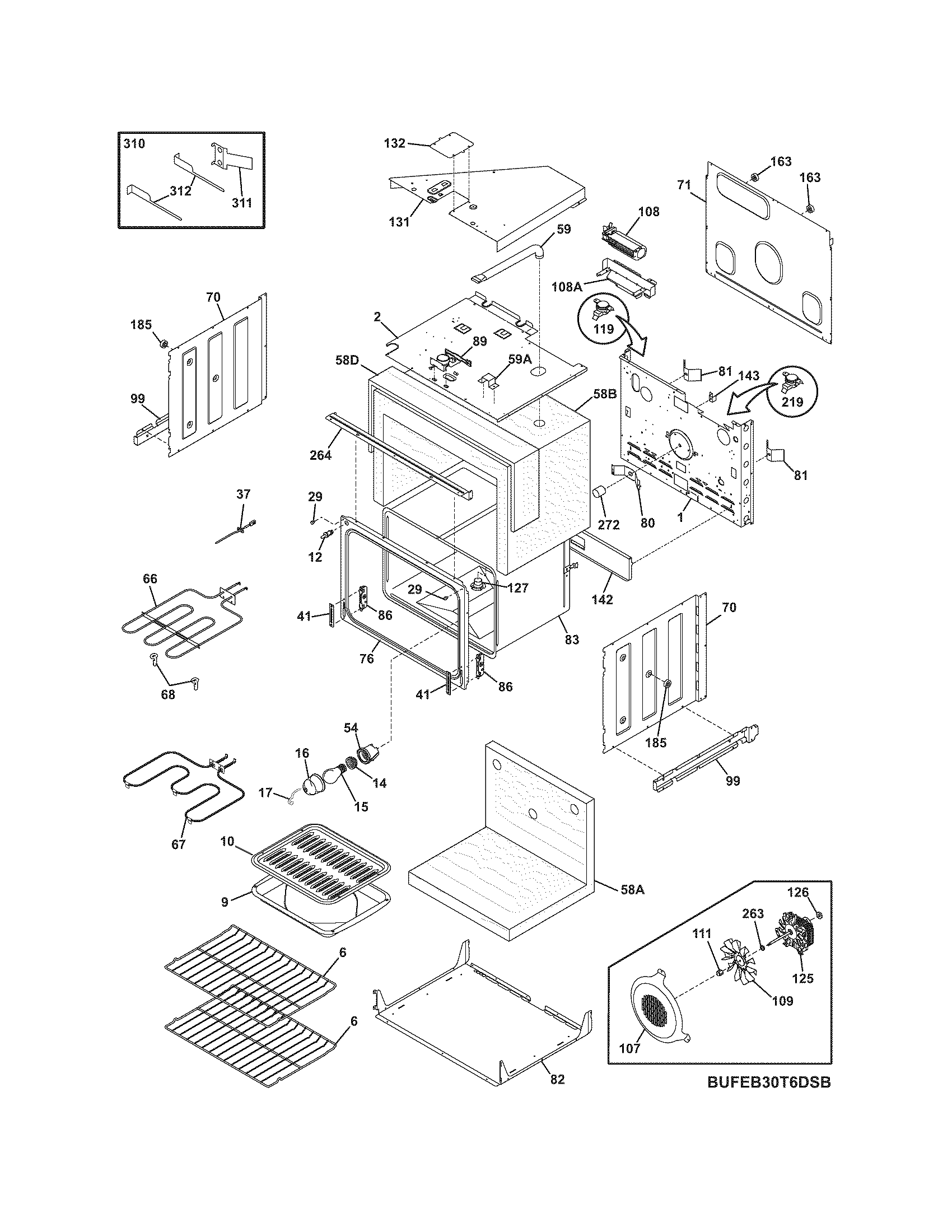 Frigidaire FEB30T6DCB upper oven diagram
