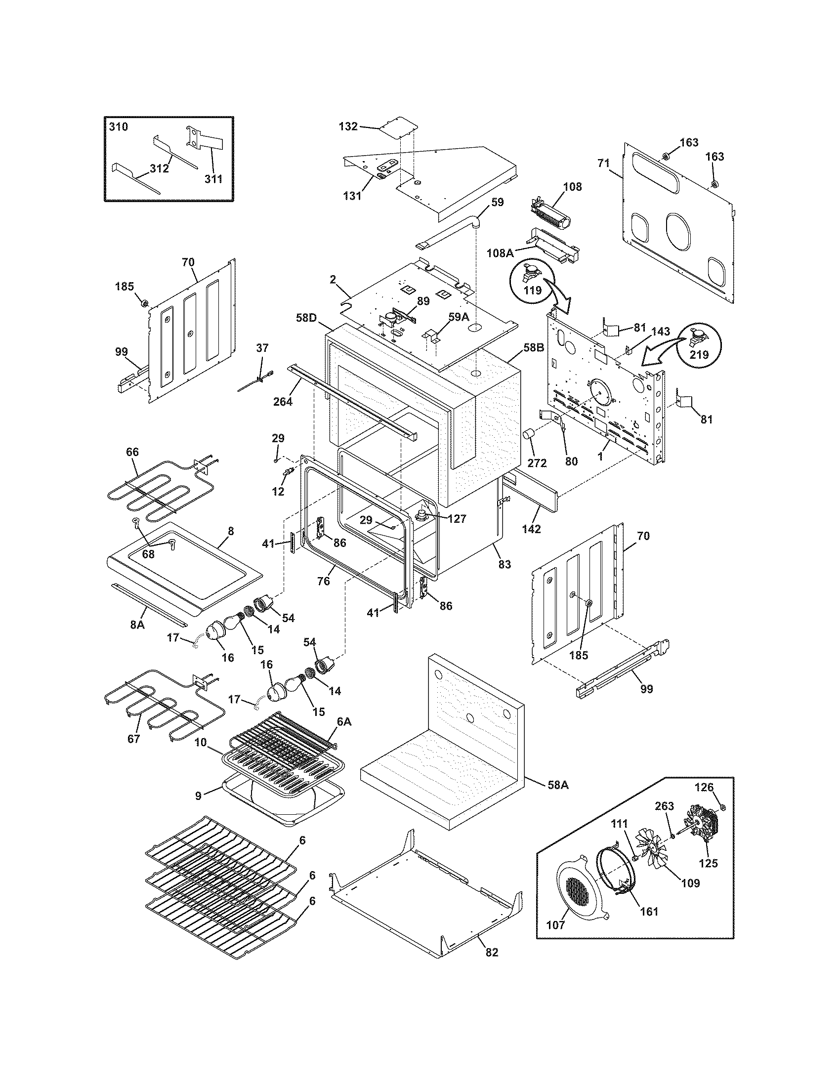 Frigidaire GLEB30T9DQB upper oven diagram