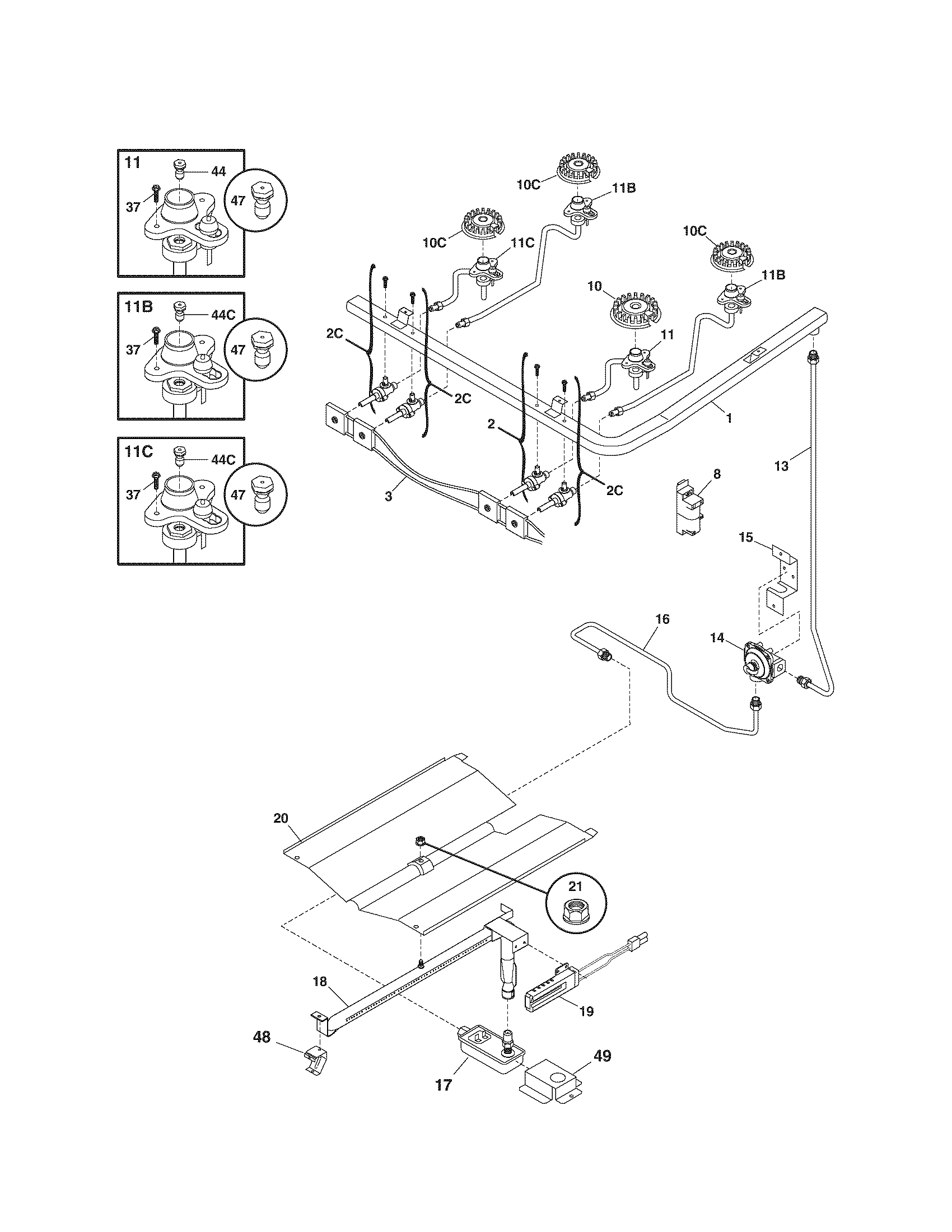Kenmore 79070419500 burner diagram