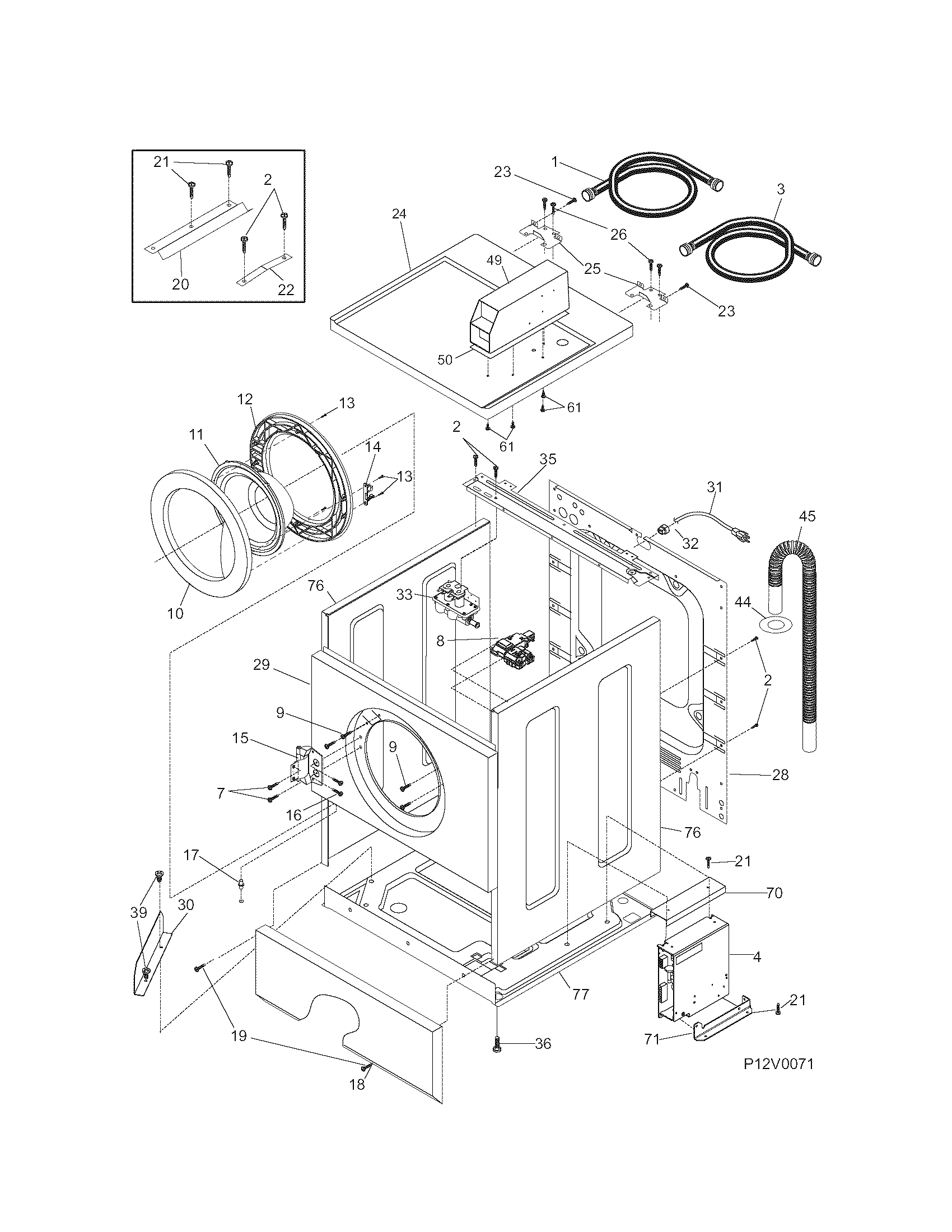 Kenmore 41724182301 cabinet/top diagram