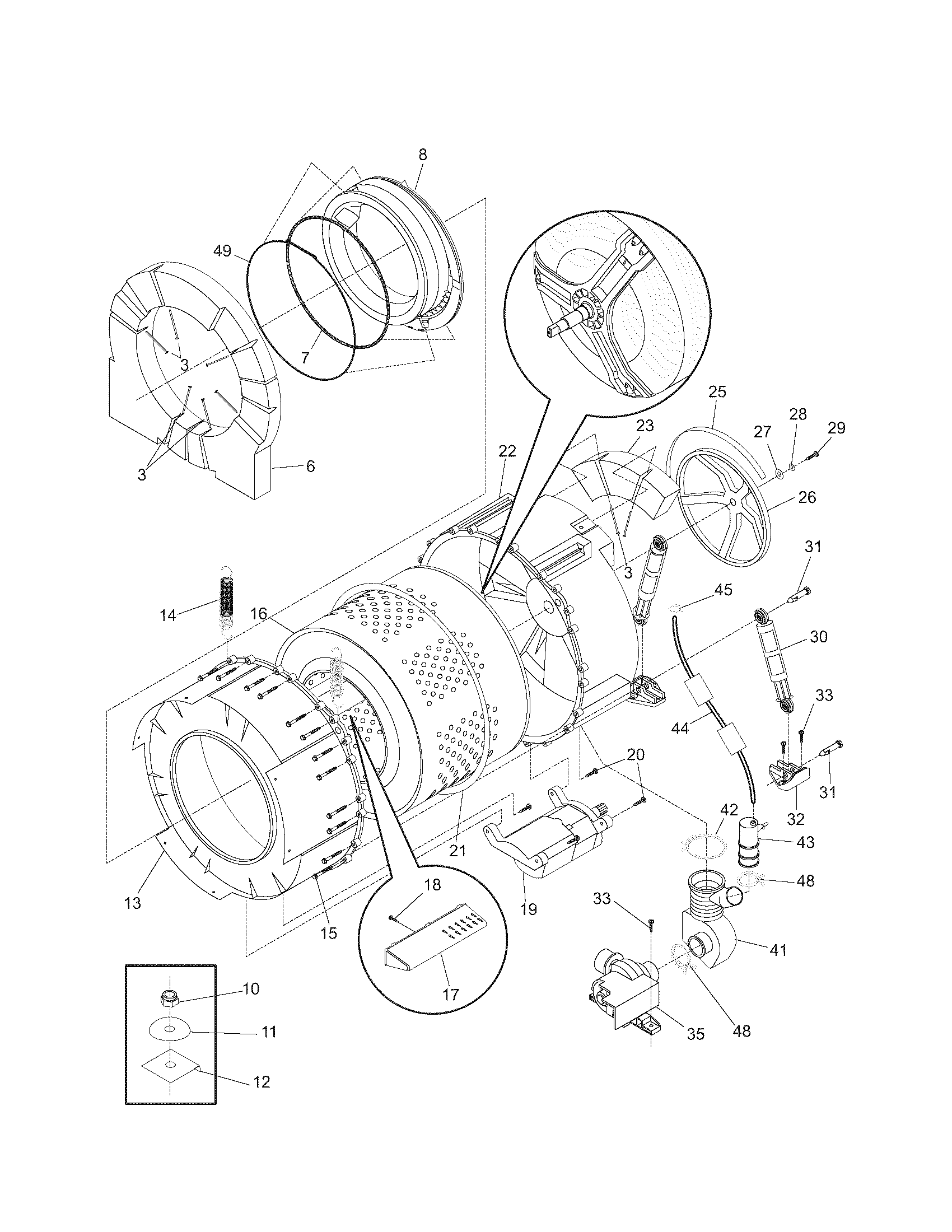 Kenmore 41724182301 motor/tub diagram