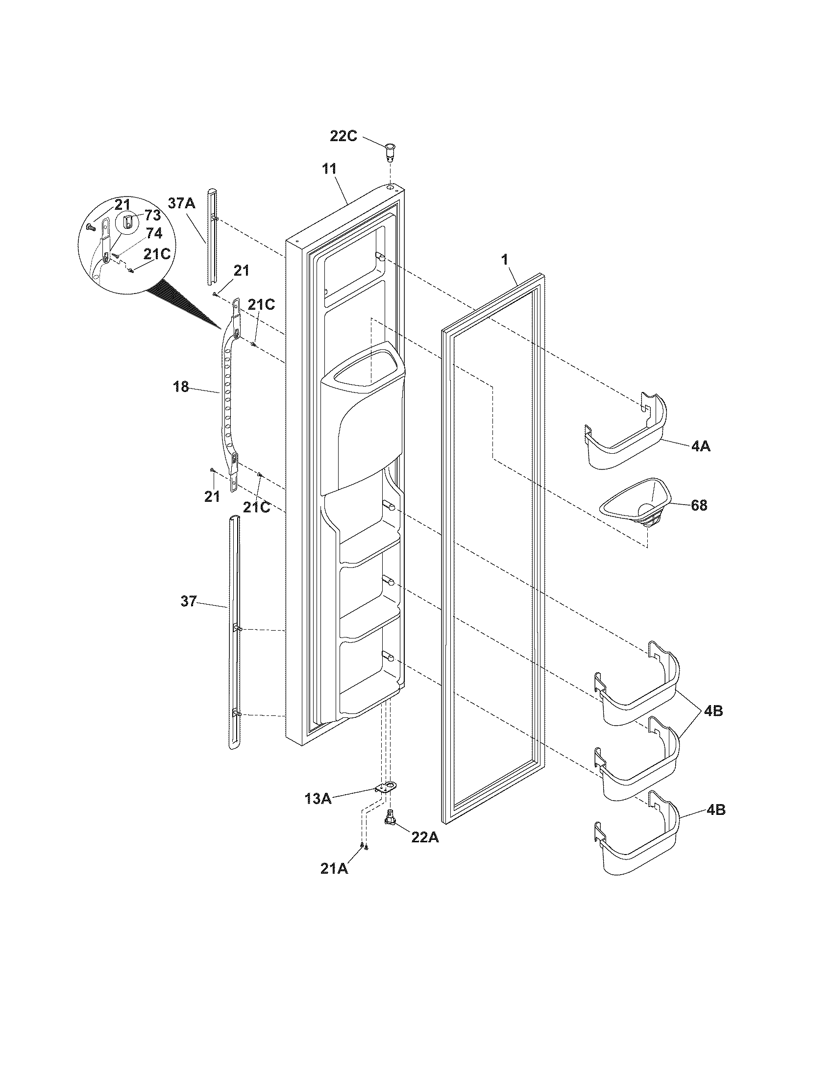Kenmore 2535462940A freezer door diagram