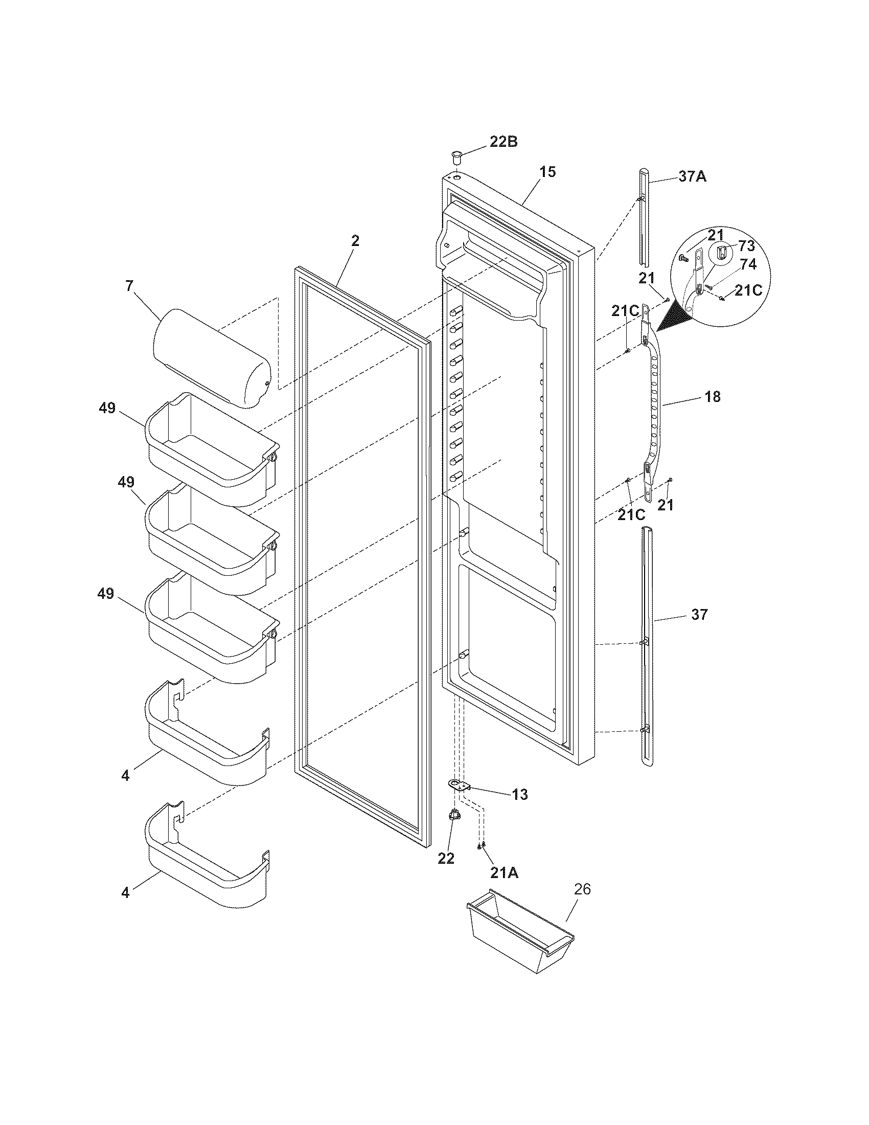 Kenmore 2535629340P refrigerator door diagram
