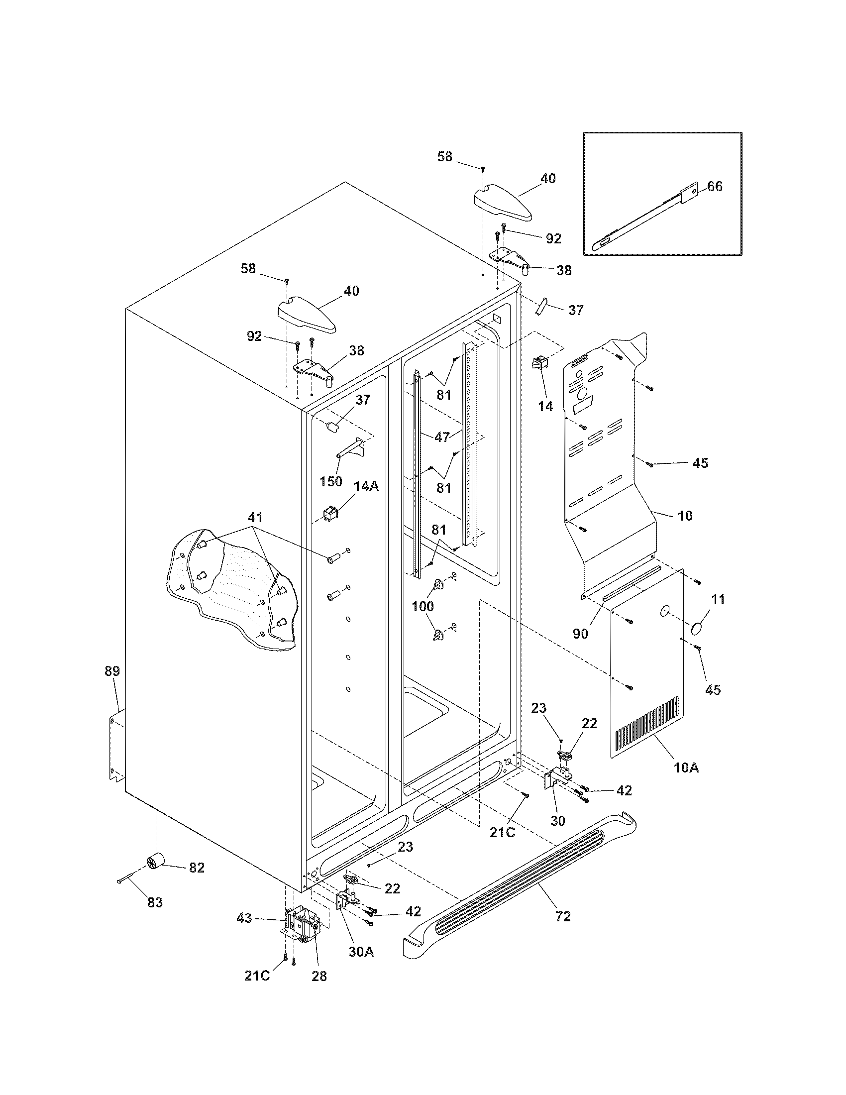 Kenmore 2535568940A cabinet diagram