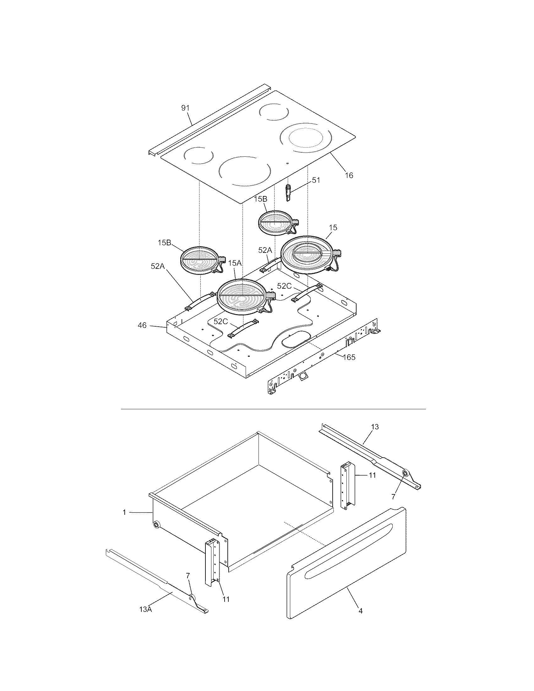 Kenmore 79046599500 top/drawer diagram