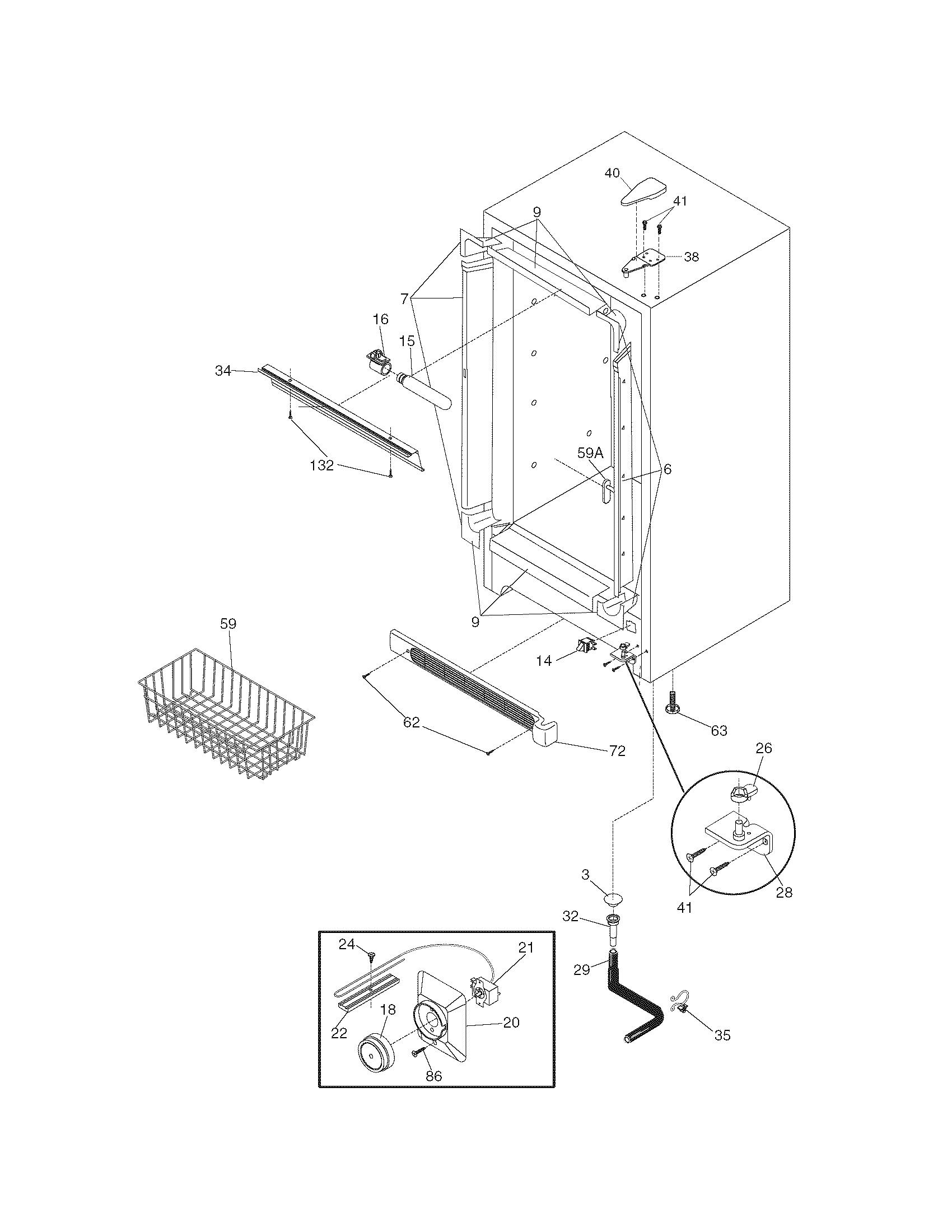 Frigidaire FFU1423DW3 cabinet diagram