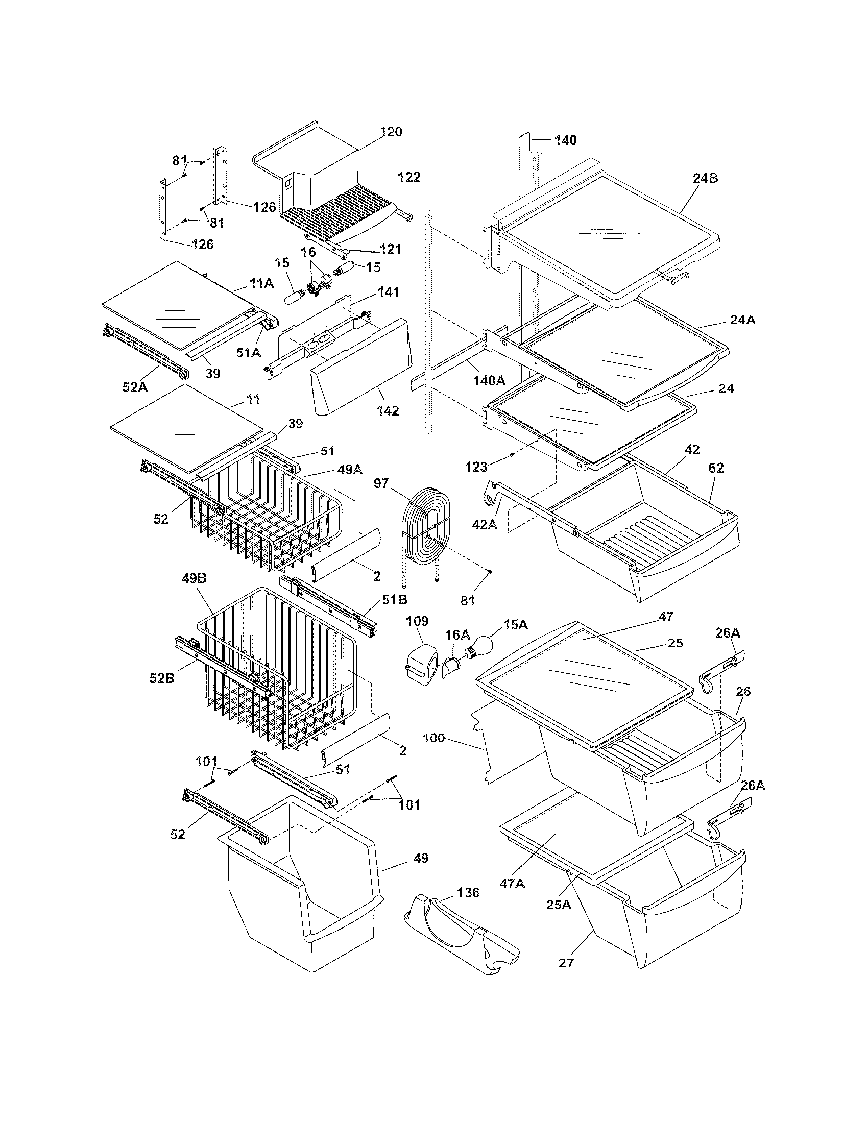 Frigidaire PLHS39EESS9 shelves diagram