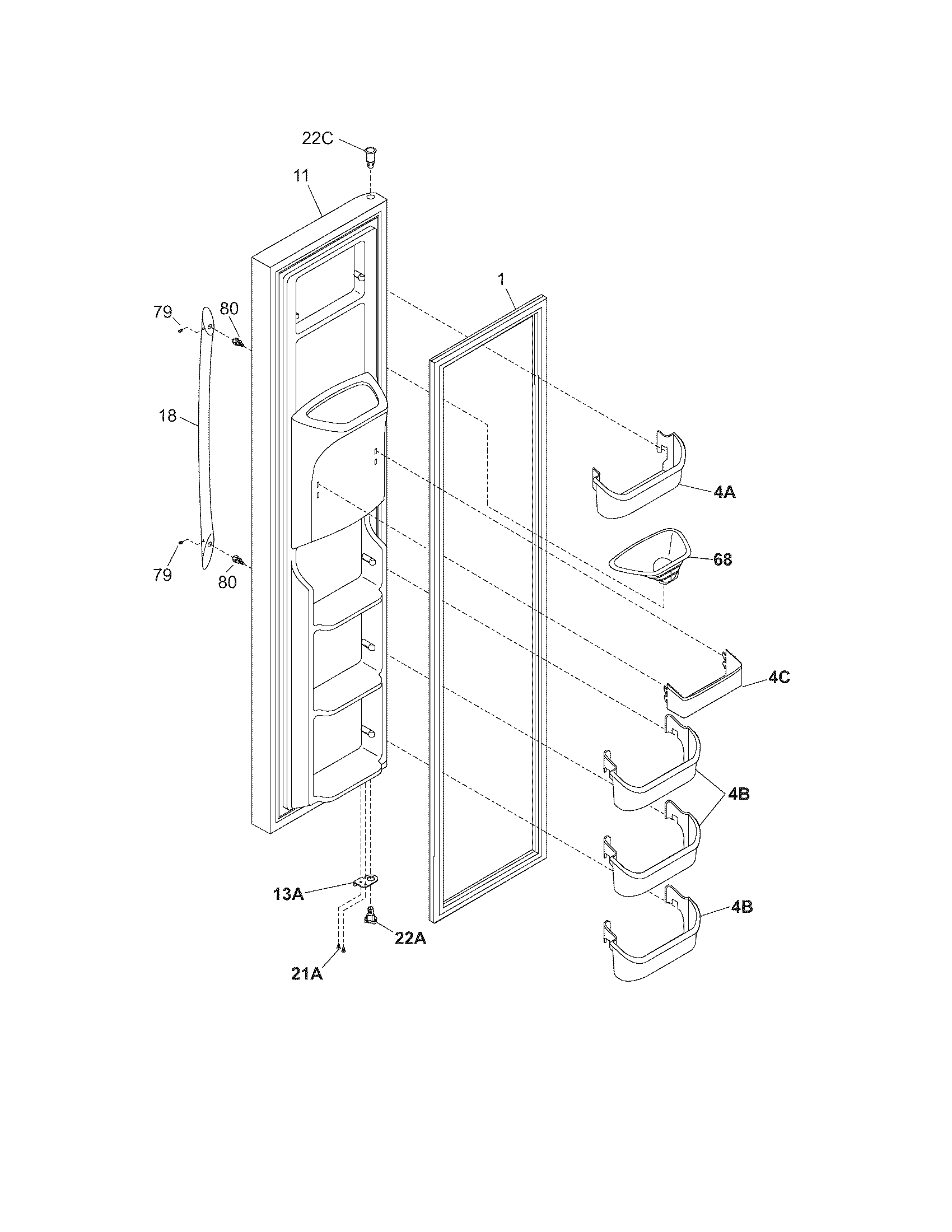 Frigidaire PLHS269ZDBP freezer door diagram