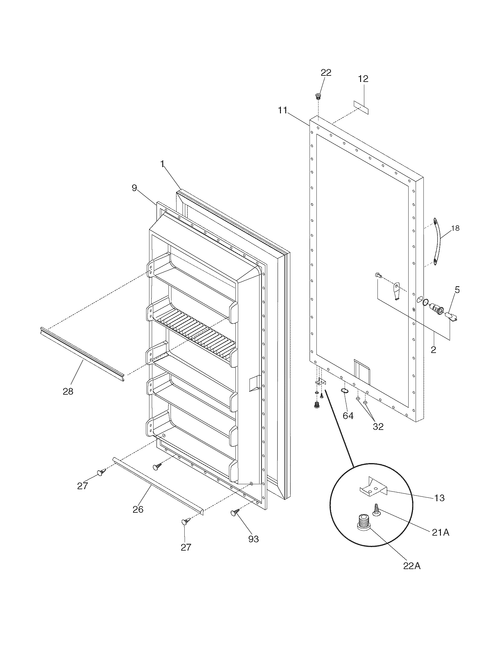 White-Westinghouse WFU17FC4CW6 door diagram