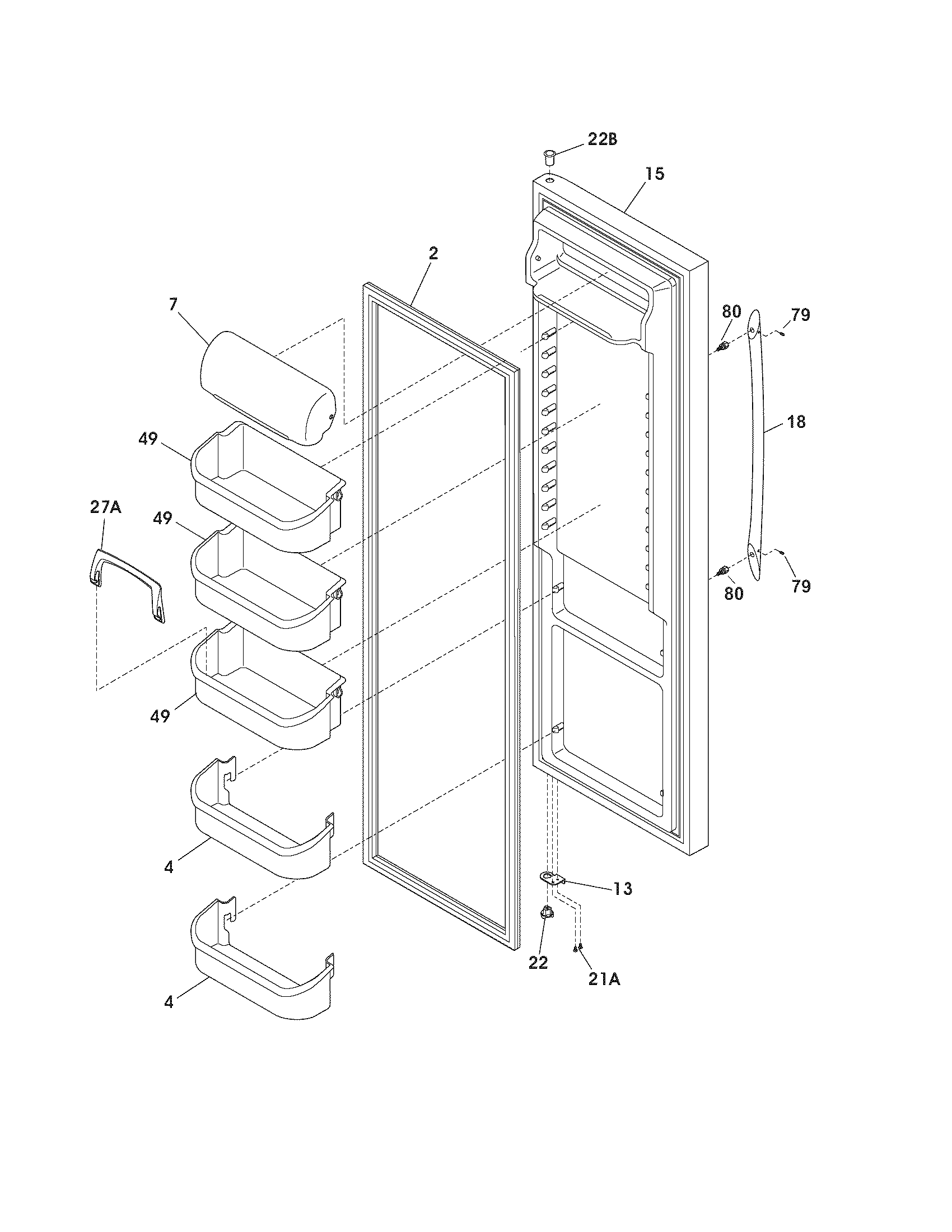 Frigidaire FRS6B7EESB9 refrigerator door diagram