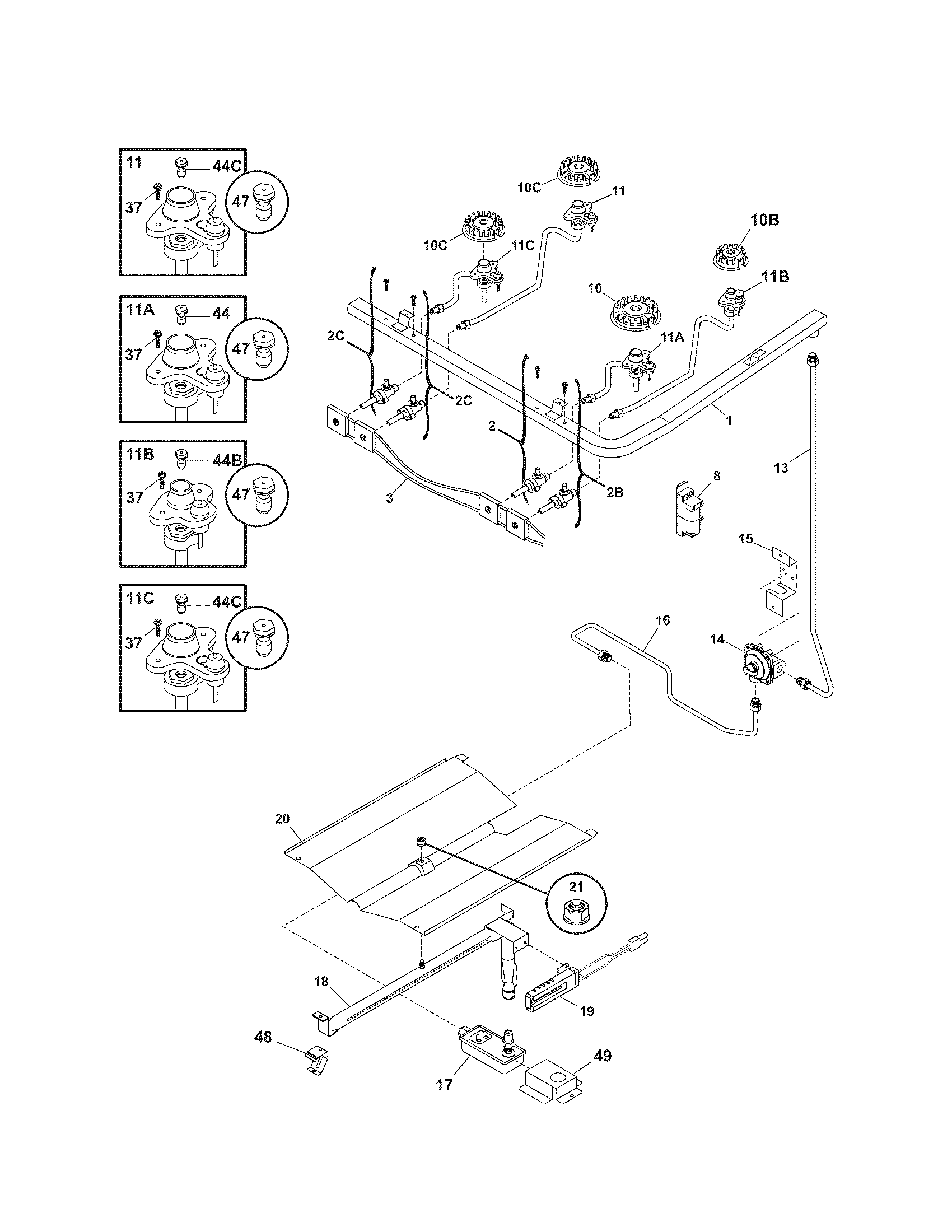 Kenmore 79071523403 burner diagram