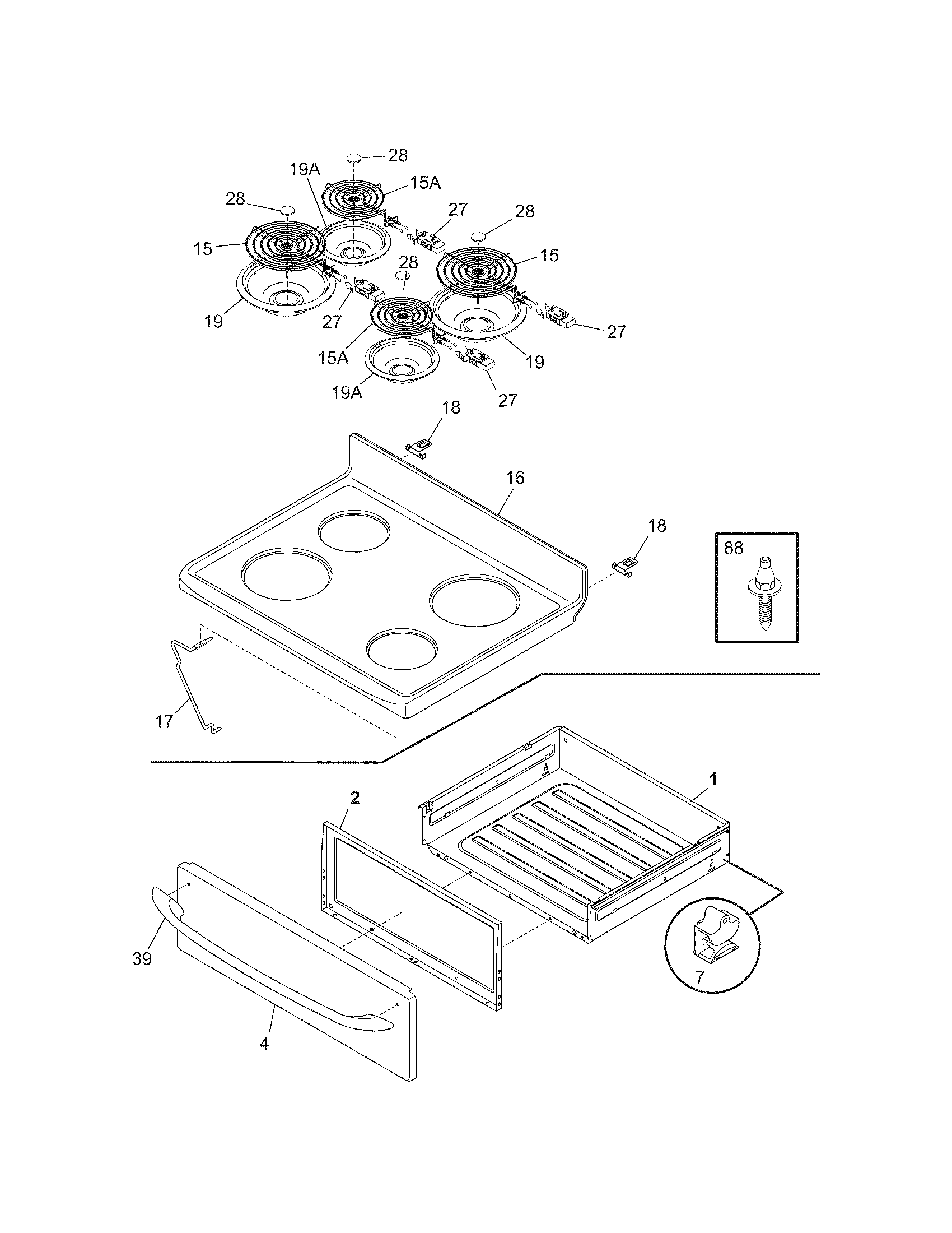 Kenmore 79094123407 top/drawer diagram