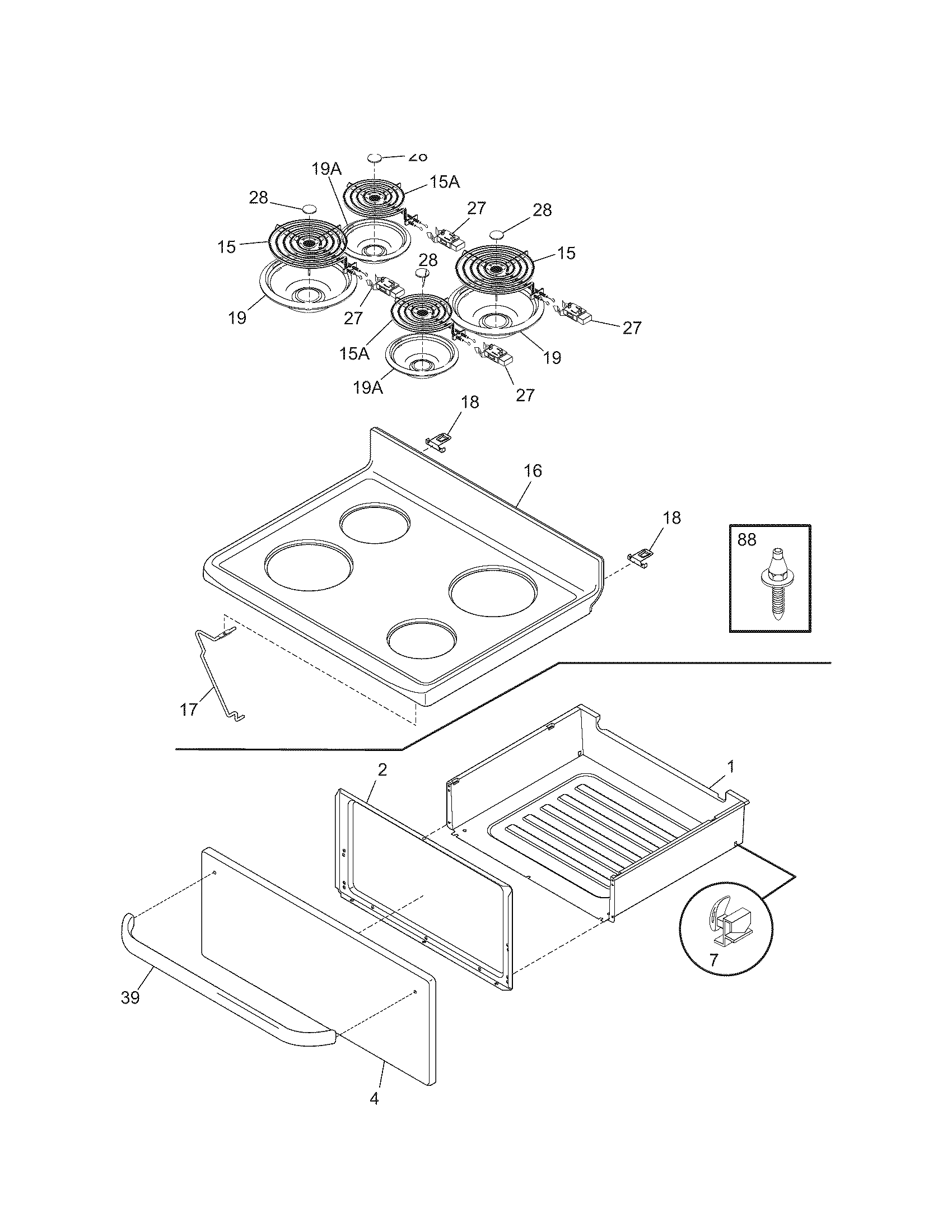Kenmore 79090033502 top/drawer diagram