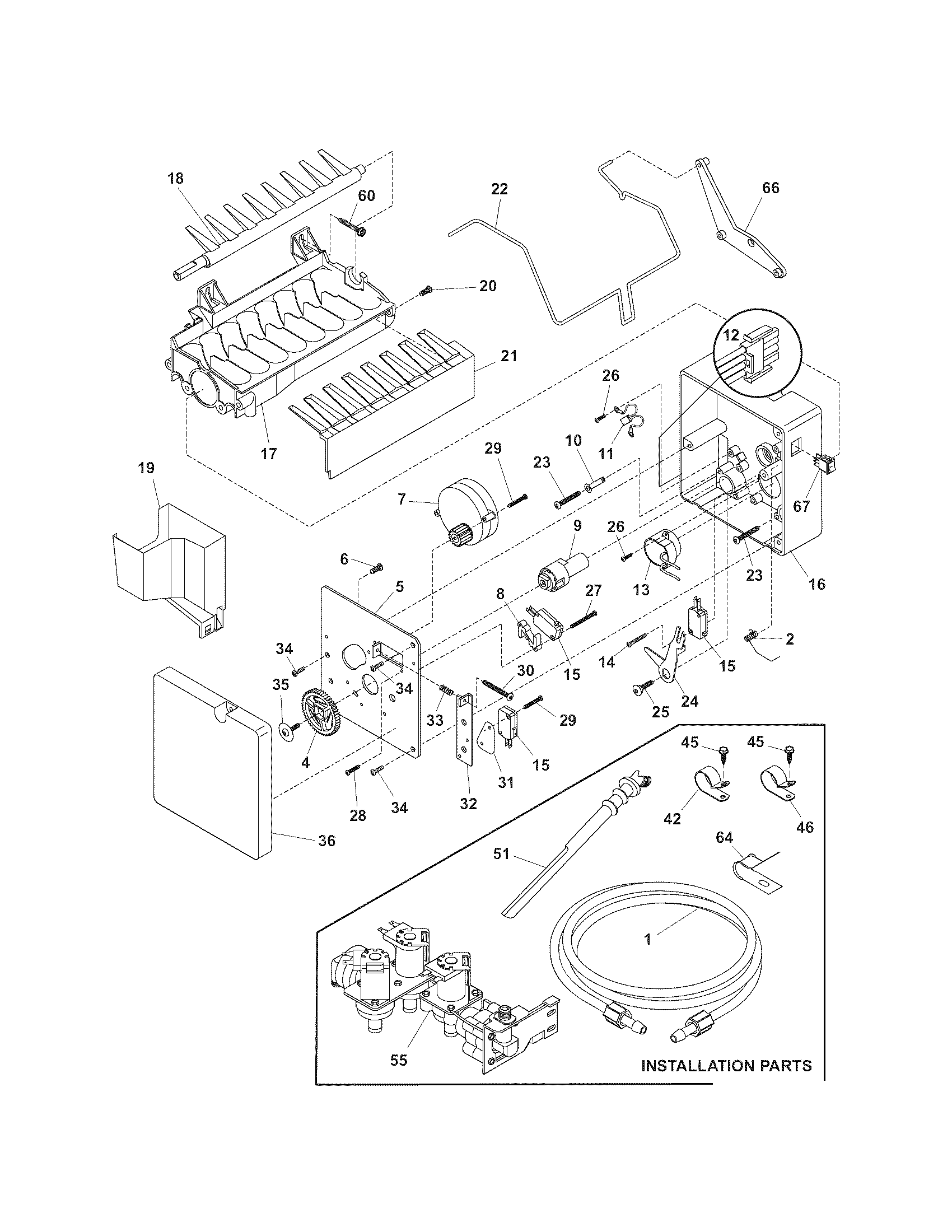 Kenmore 2535567340A ice maker diagram