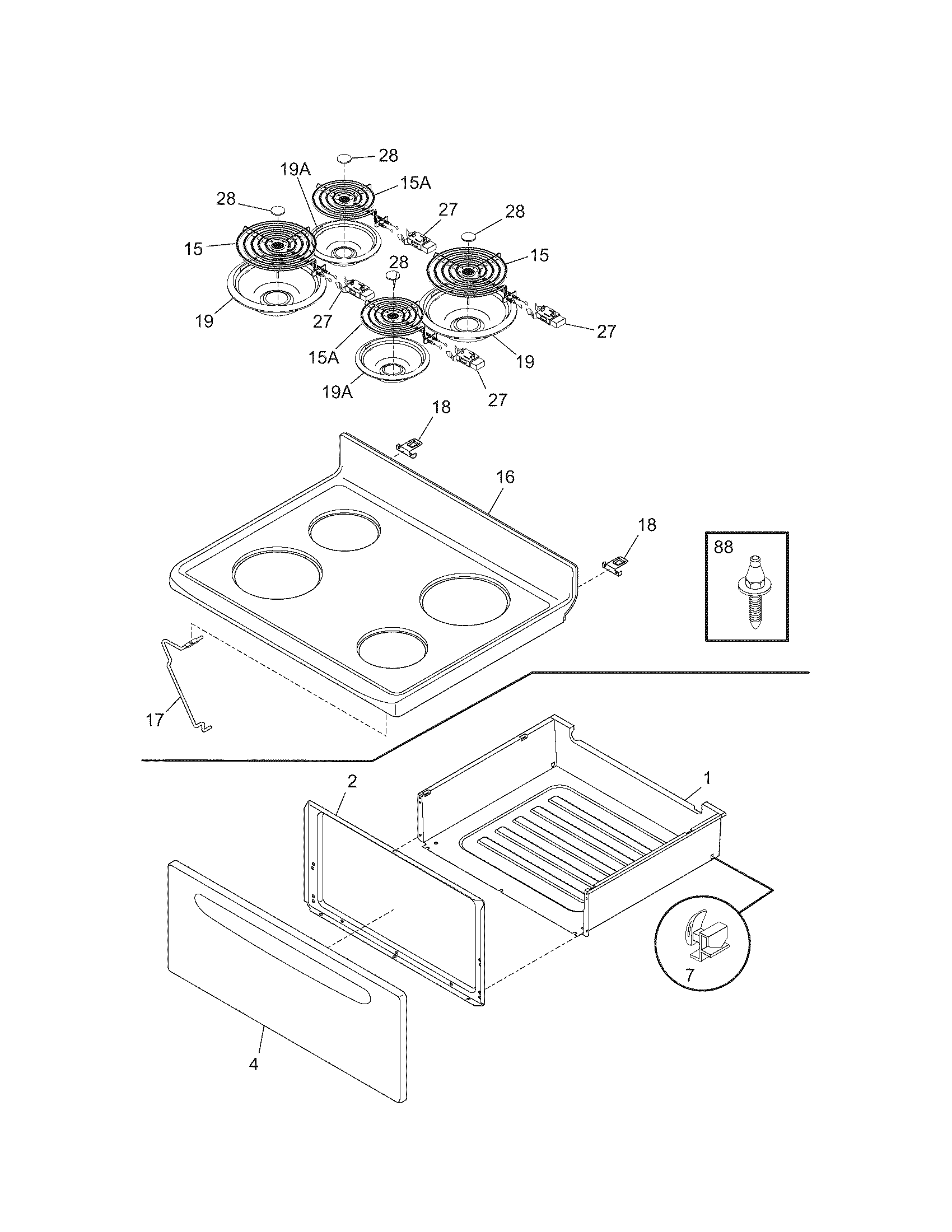 Kenmore 79090801402 top/drawer diagram