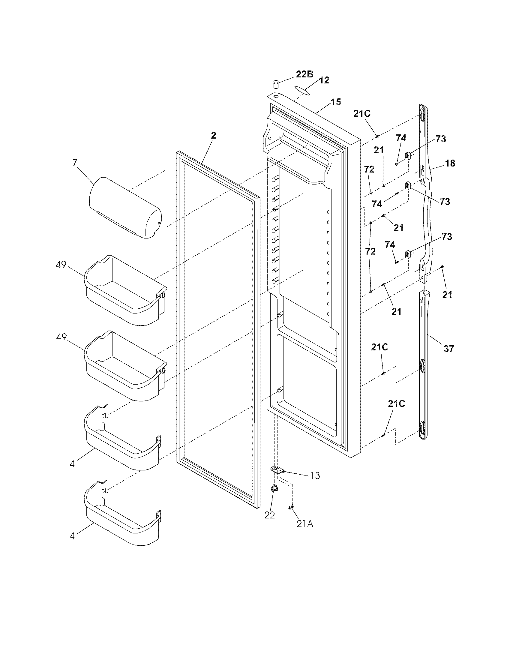Frigidaire GLHS36EEQ5 refrigerator door diagram