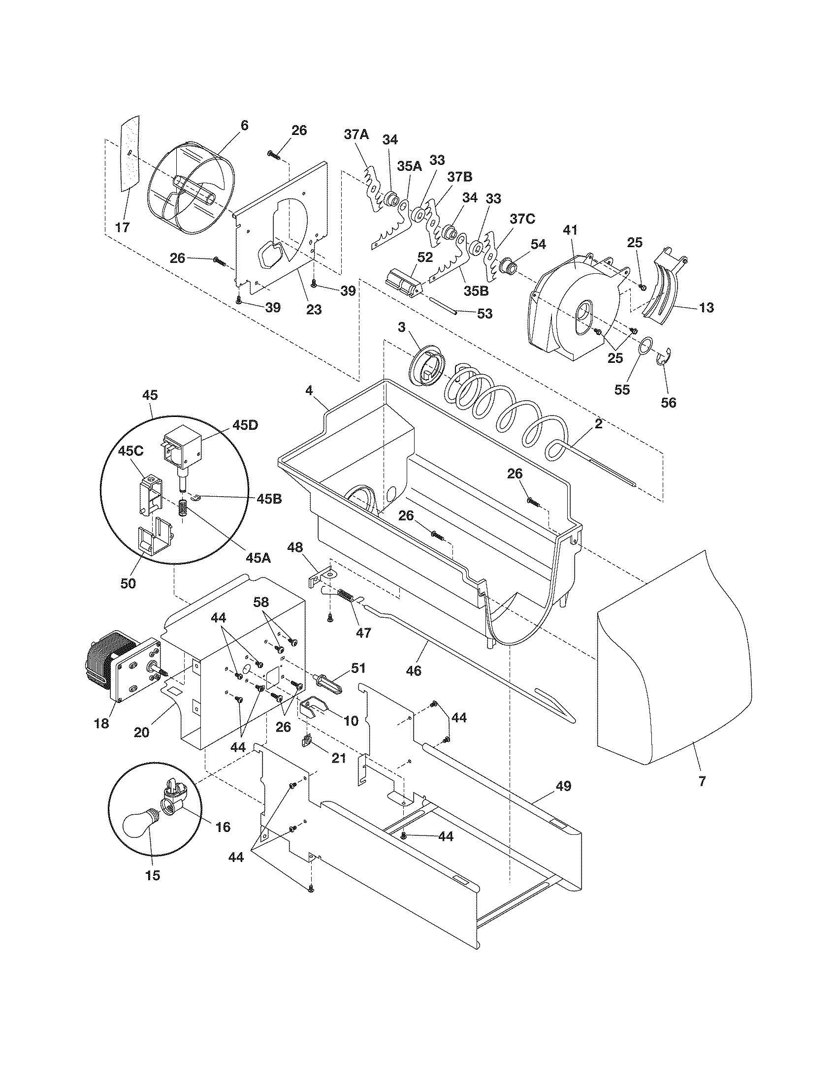 Frigidaire GLHS36EEQ5 ice container diagram