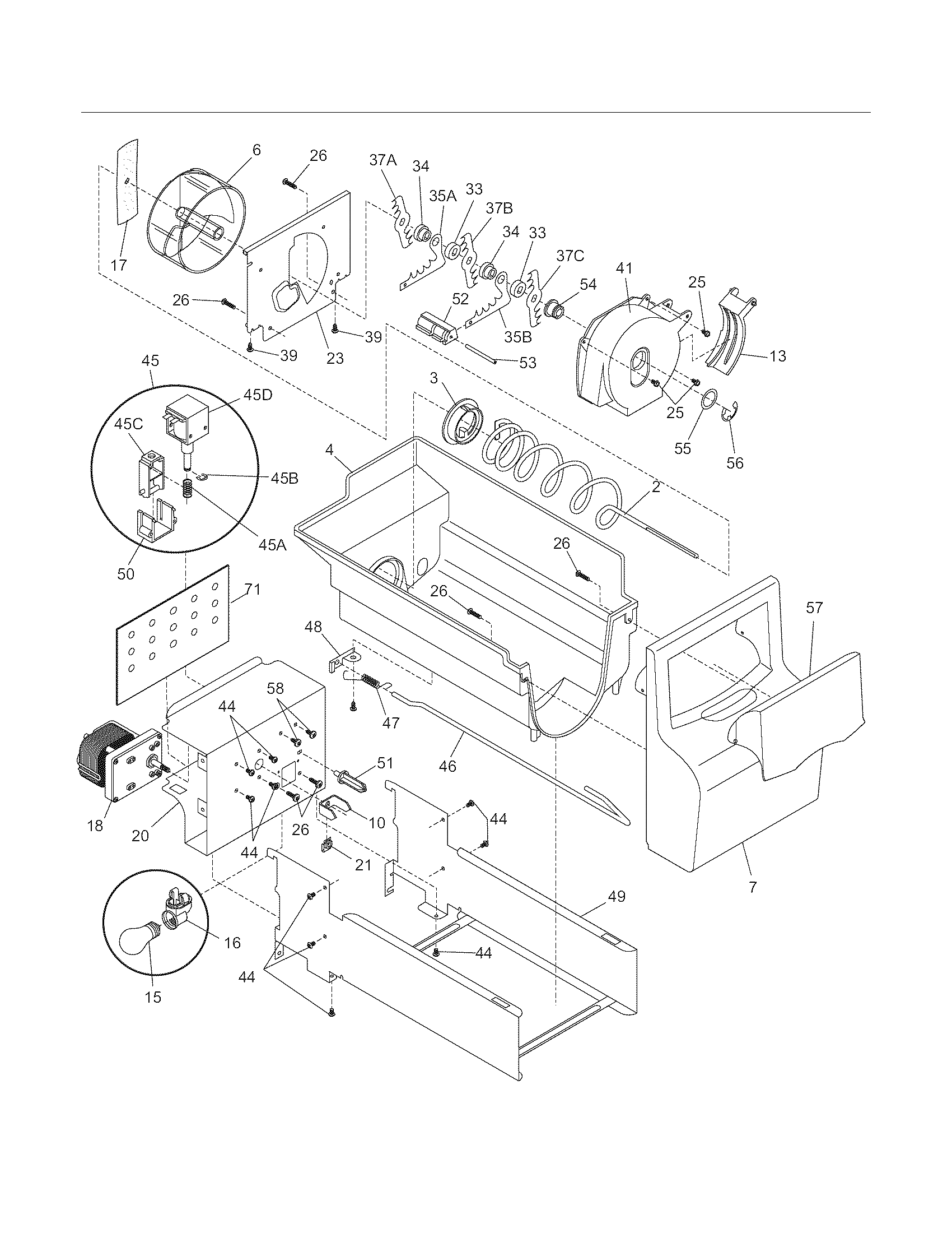 Frigidaire FRS26KR4DQN ice container diagram