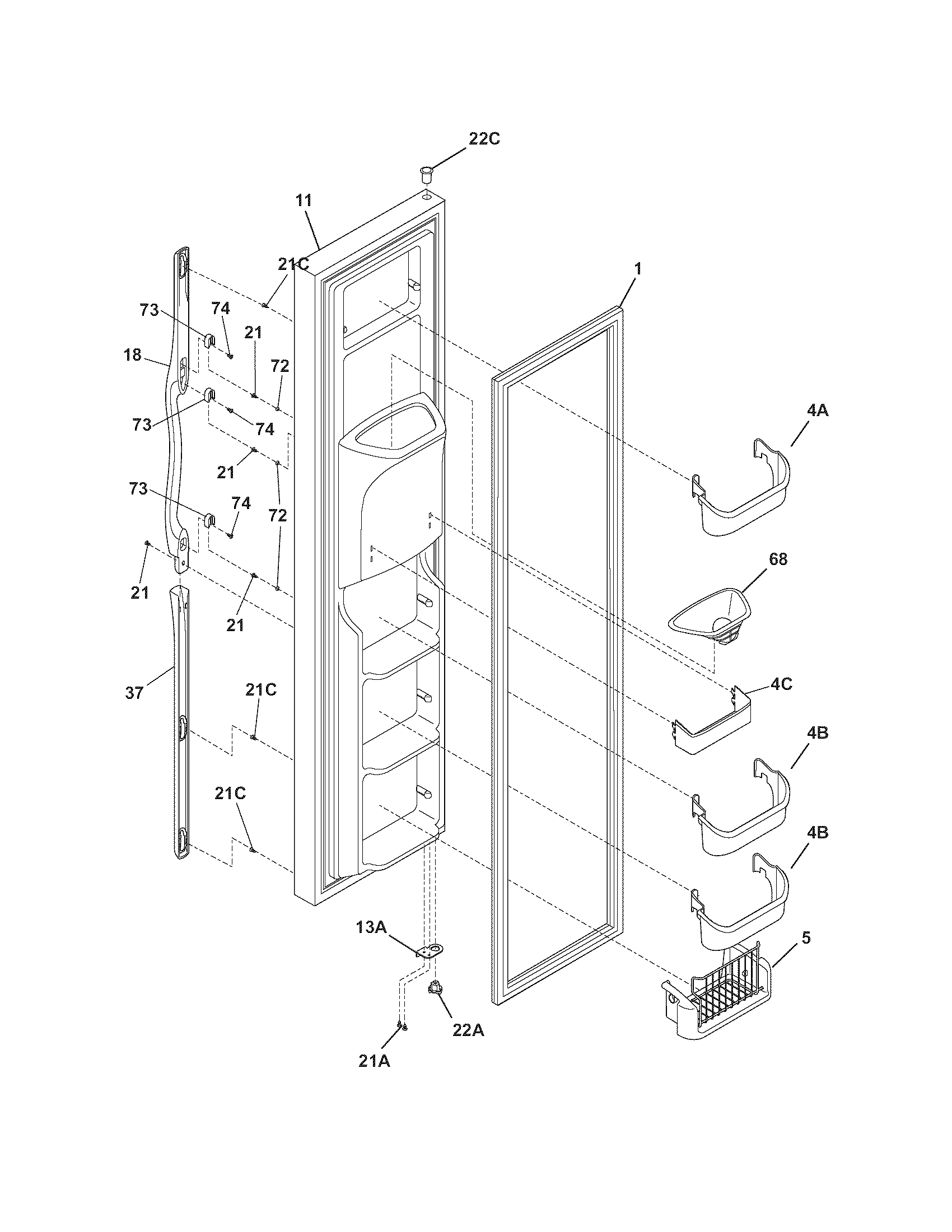 Frigidaire GLHS68EEPB5 freezer door diagram