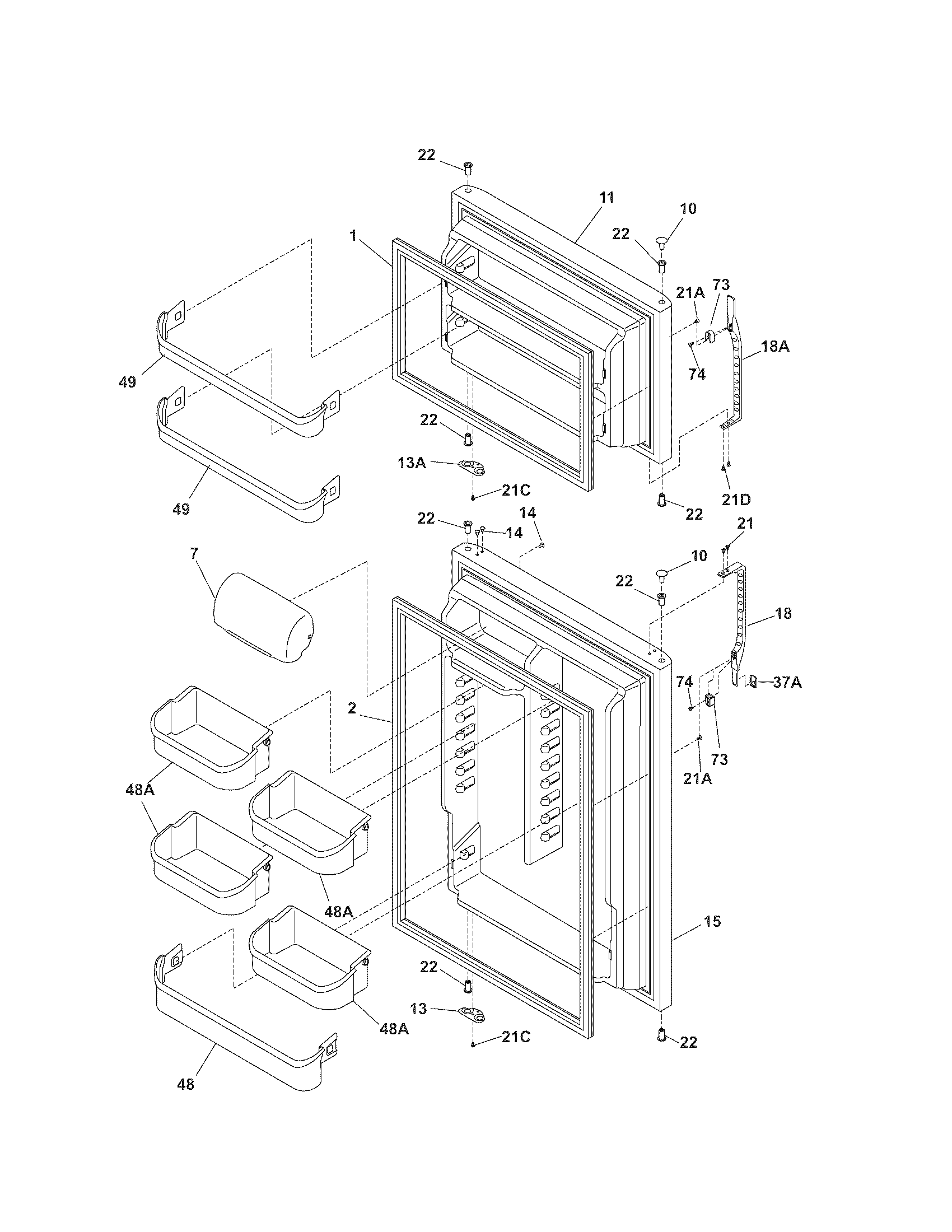 Kenmore 25377189501 door diagram
