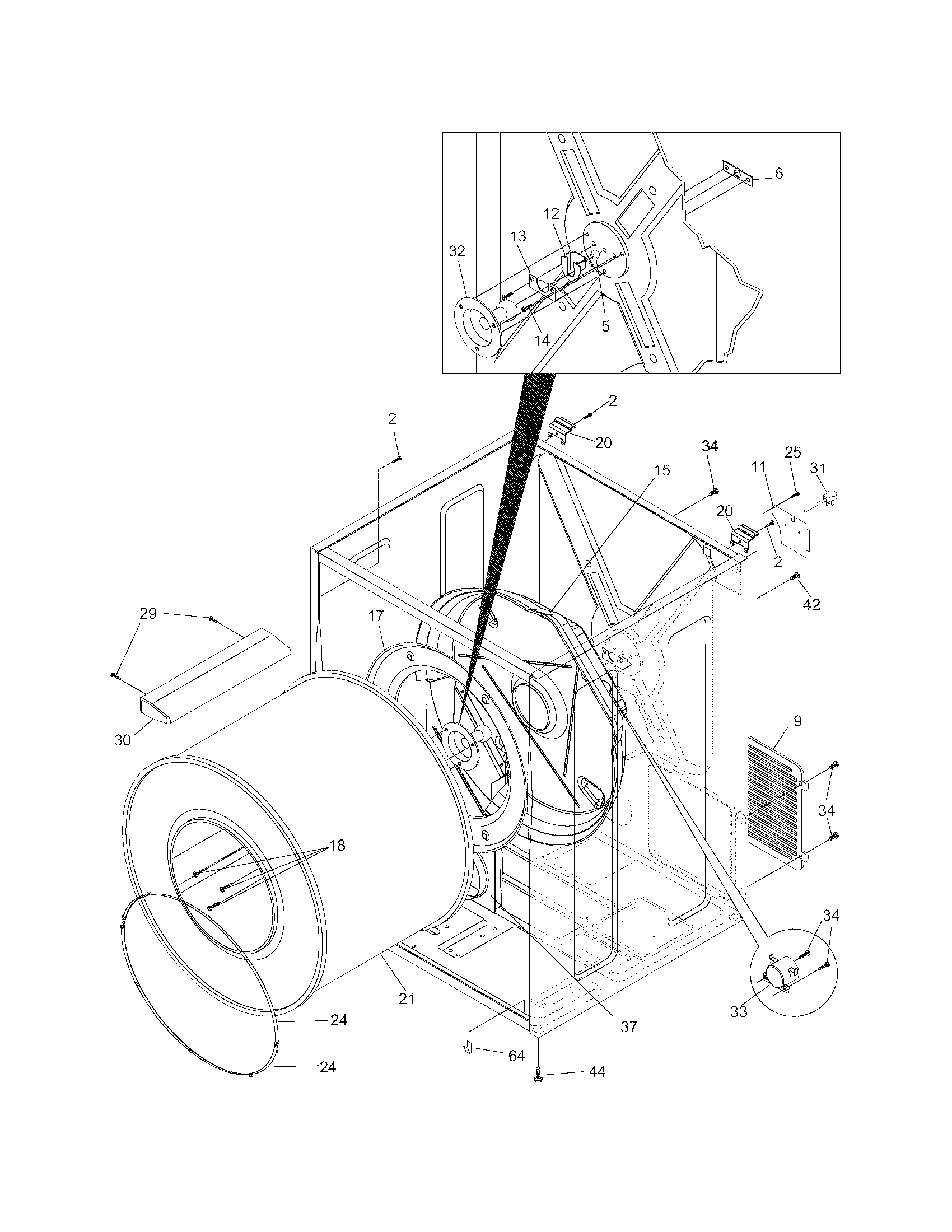 Frigidaire FGRB6600ES0 cabinet/drum diagram