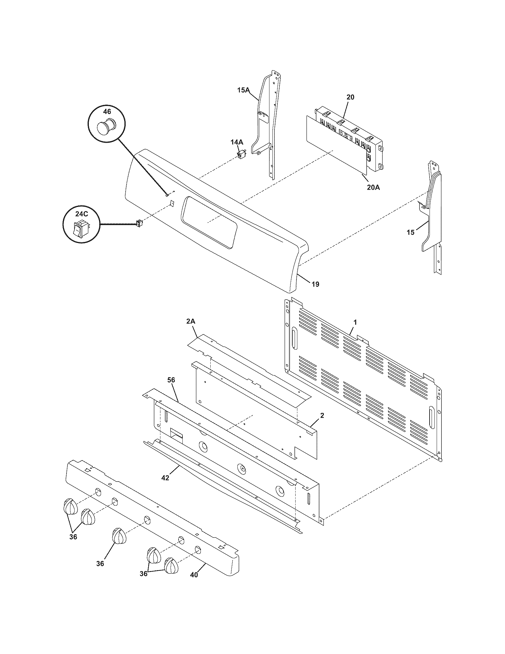 Frigidaire GLGF386DCD backguard diagram